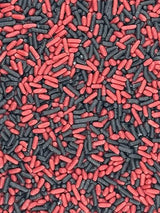 Red and Black Sprinkles for Cake, Cupcake, Cookie Decorations, Ice Cream and Donut Toppings Edible Decorating Baking Supplies - 4 oz package mix