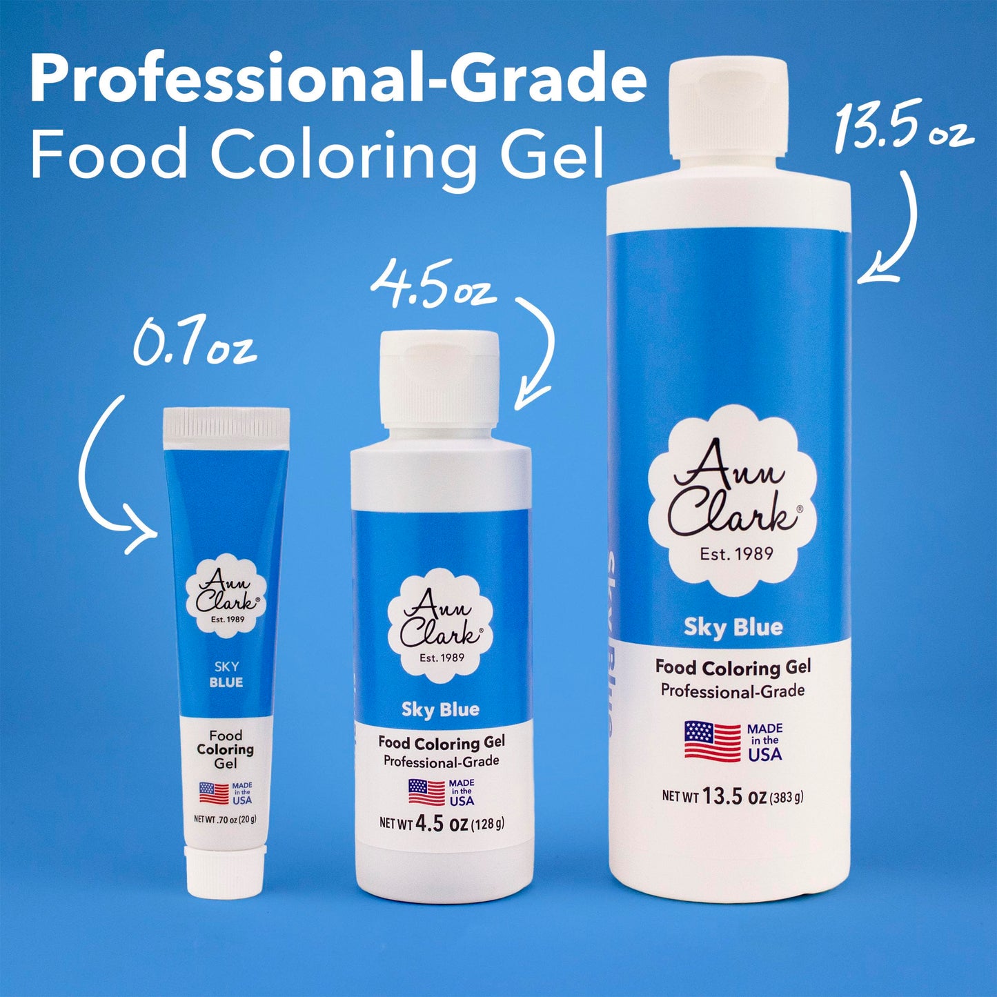 Ann Clark Sky Blue Food Coloring Gel Large 4.5 oz Professional Grade Made in USA