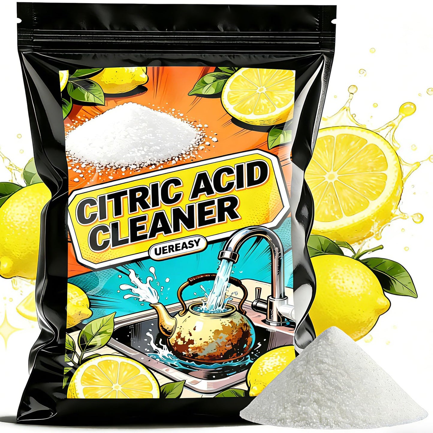 uereasy Distiller Descaler Citric Acid Cleaner, 16 oz Bulk for Cleaning Water Distillers, Pure Citric Acid Crystals Universal Residue Descaling