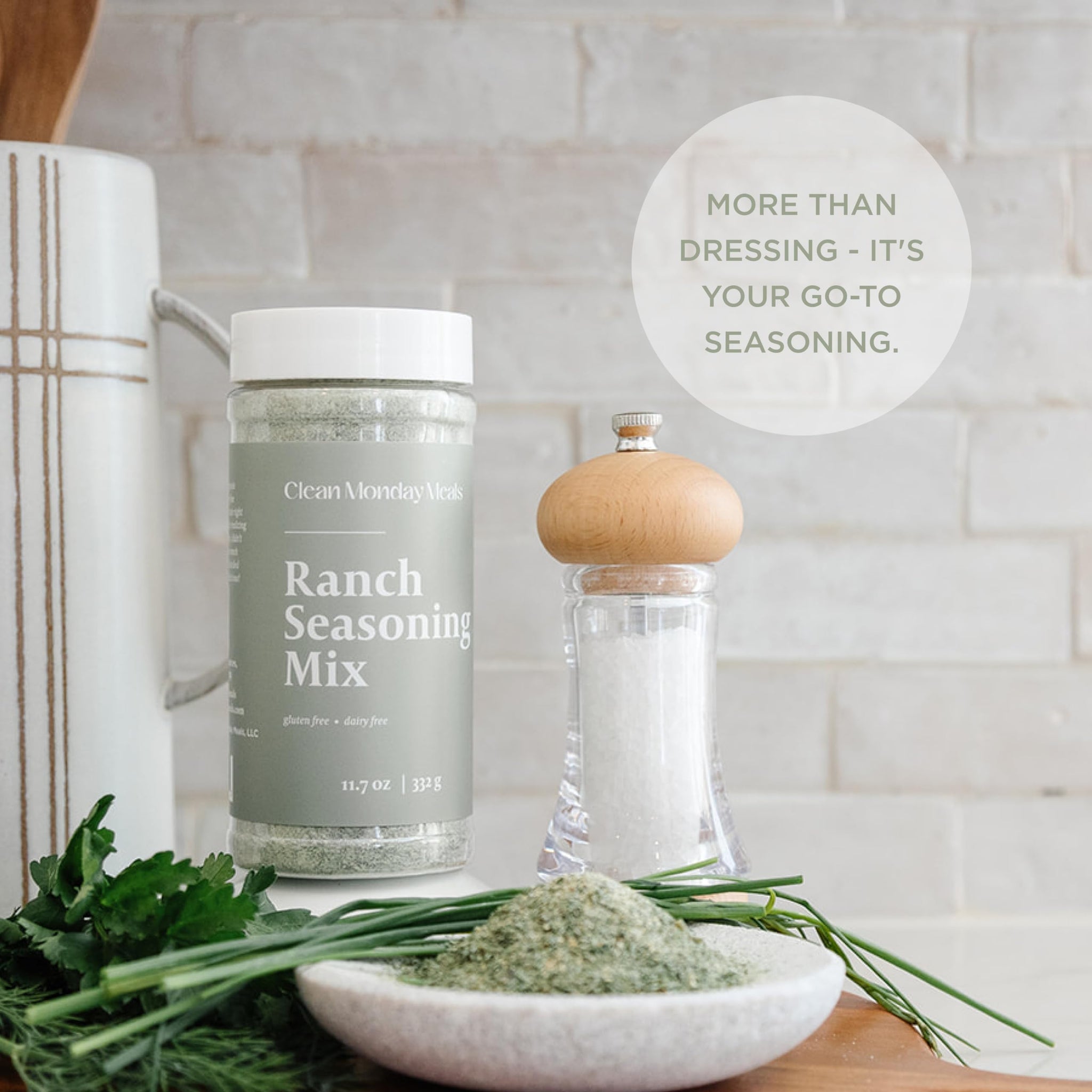 Clean Monday Meals Ranch Seasoning Mix | Gluten Free, Dairy Free, No Artificial Additives | All-Purpose Ranch Powder for Dips, Dressings, Veggies
