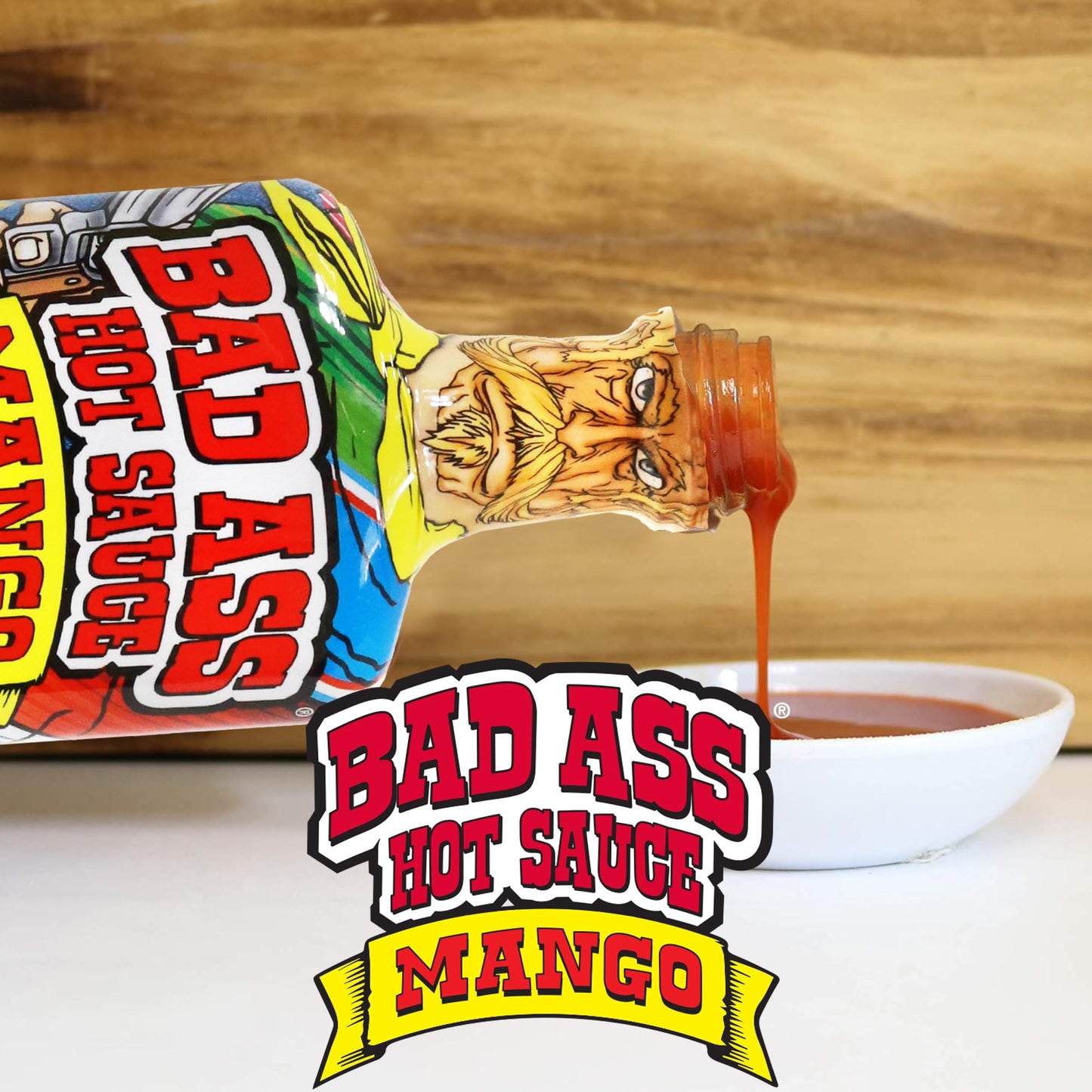 BAD ASS Premium Hot Sauce - Try if you dare! - Perfect Gourmet Gift for the Hot Sauce Fan (Mango)