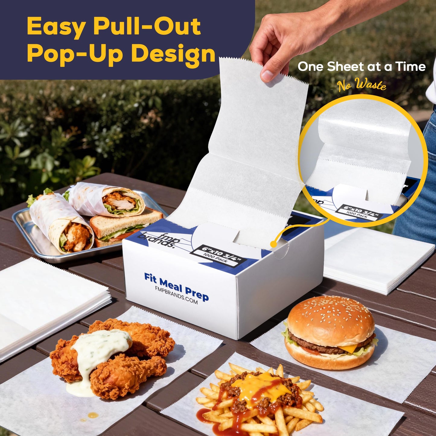 Fit Meal Prep 1000 Pack 6 x 10.75 Inches Deli Wax Paper Sheets, Interfolded Pop-Up Pre-Cut Deli Wraps, Waterproof and Greaseproof Food Wrap Paper