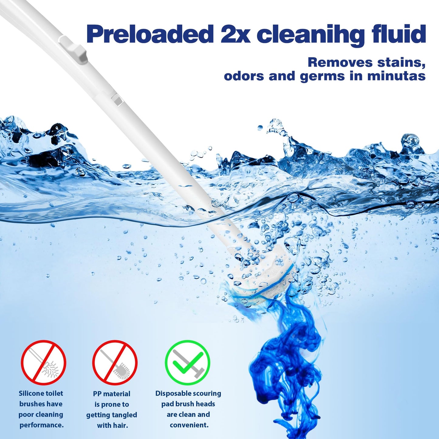 Disposable Toilet Brush with 70 Refills, Wall Mounted Toilet Bowl Cleaner Wand Kit and Holder, Bathroom Cleaning Supplies, Toilet Scrubber Disposable