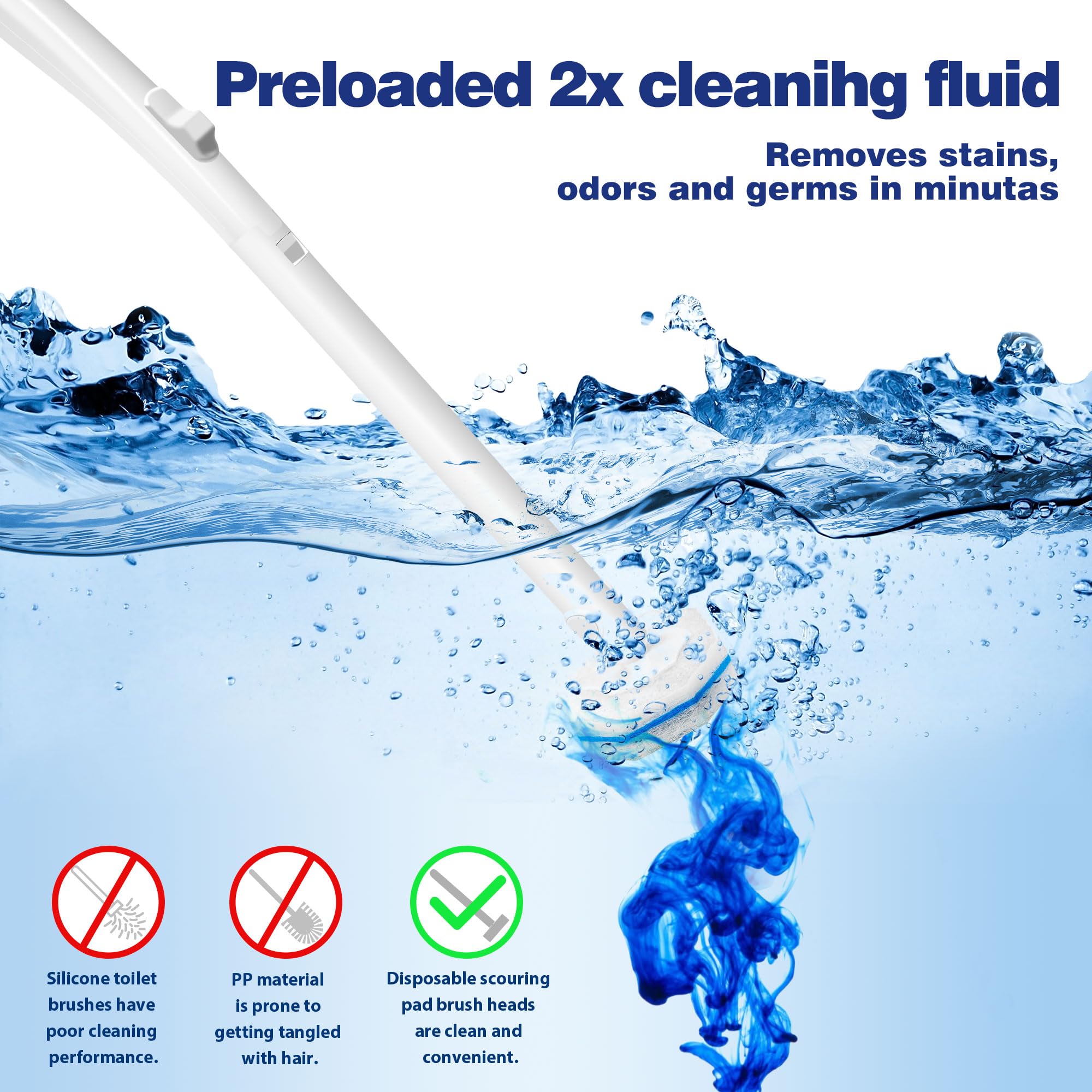 2 Pack Disposable Toilet Brush Set with 60 Refills, Wall-mounted Toilet Bowl Wand Kit-2 Extend Toliet Wand, 2 Storage Holder&60 Disposable Refill
