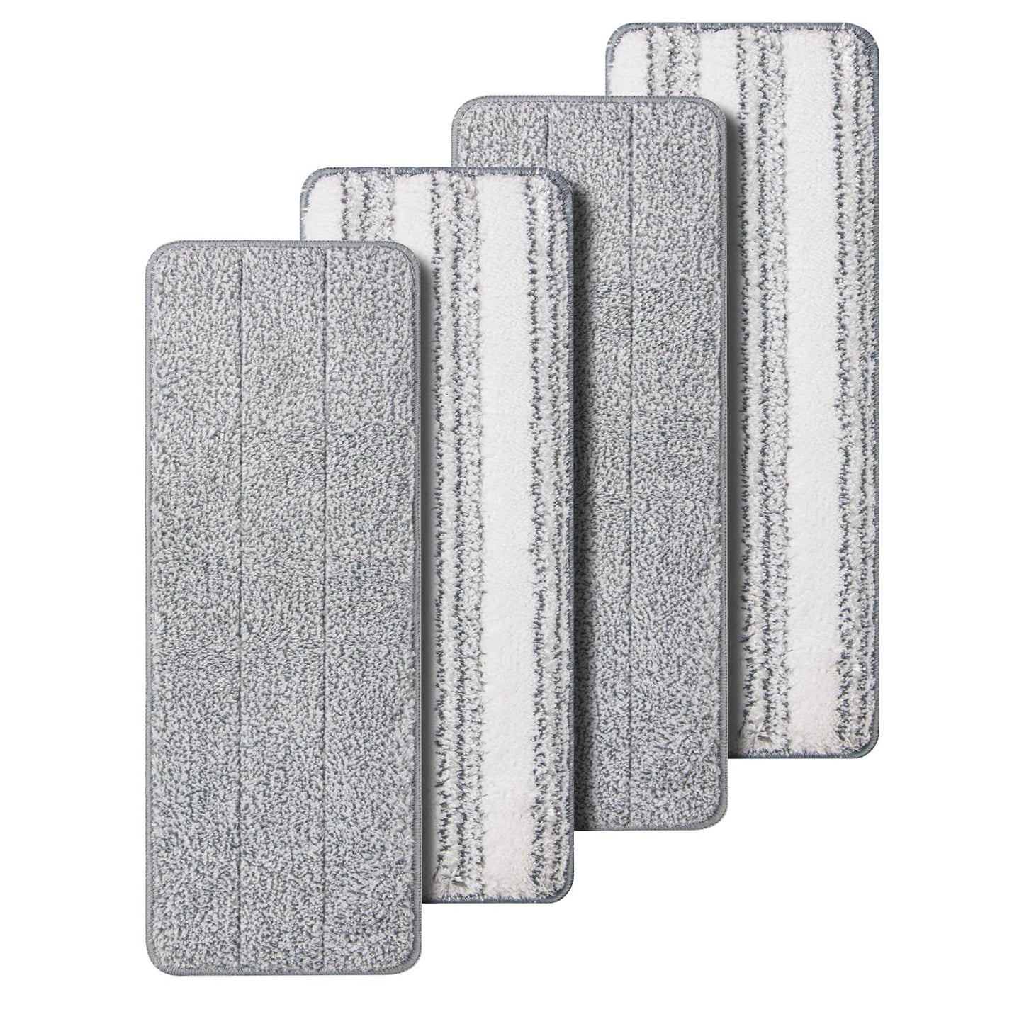 Oshang Flat Mop Head Refill, 13" X 4.9" Flat Mop Pads, Microfiber Mop Pads Flat Mop Replacement Heads (4-Pack) (White and Grey)