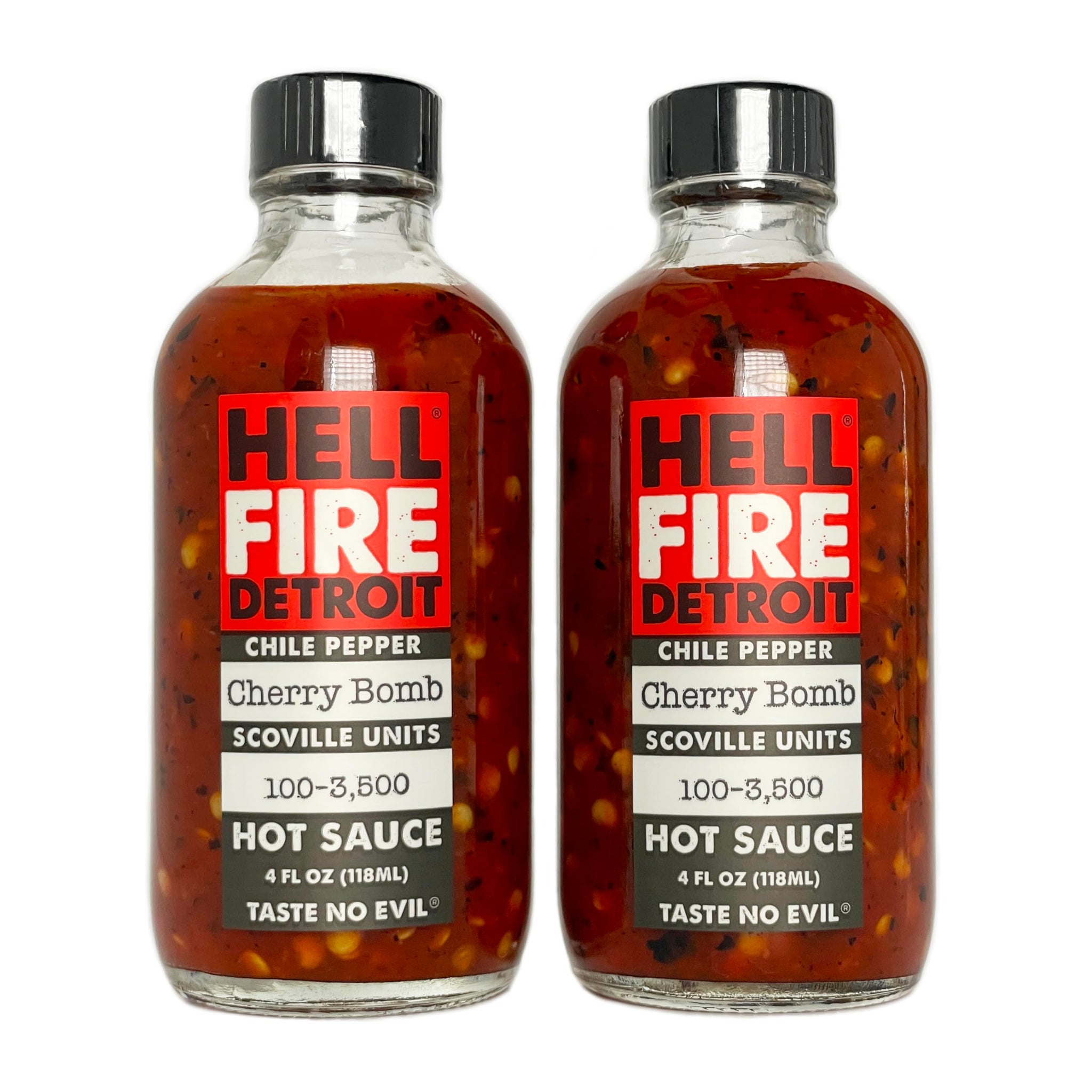 Hell Fire Detroit Cherry Bomb Hot Sauce (Medium), Crafted with Fresh, Fire-Roasted Cherry Bomb Chile Peppers, All-Natural, Vegan, Gluten-Free, Low