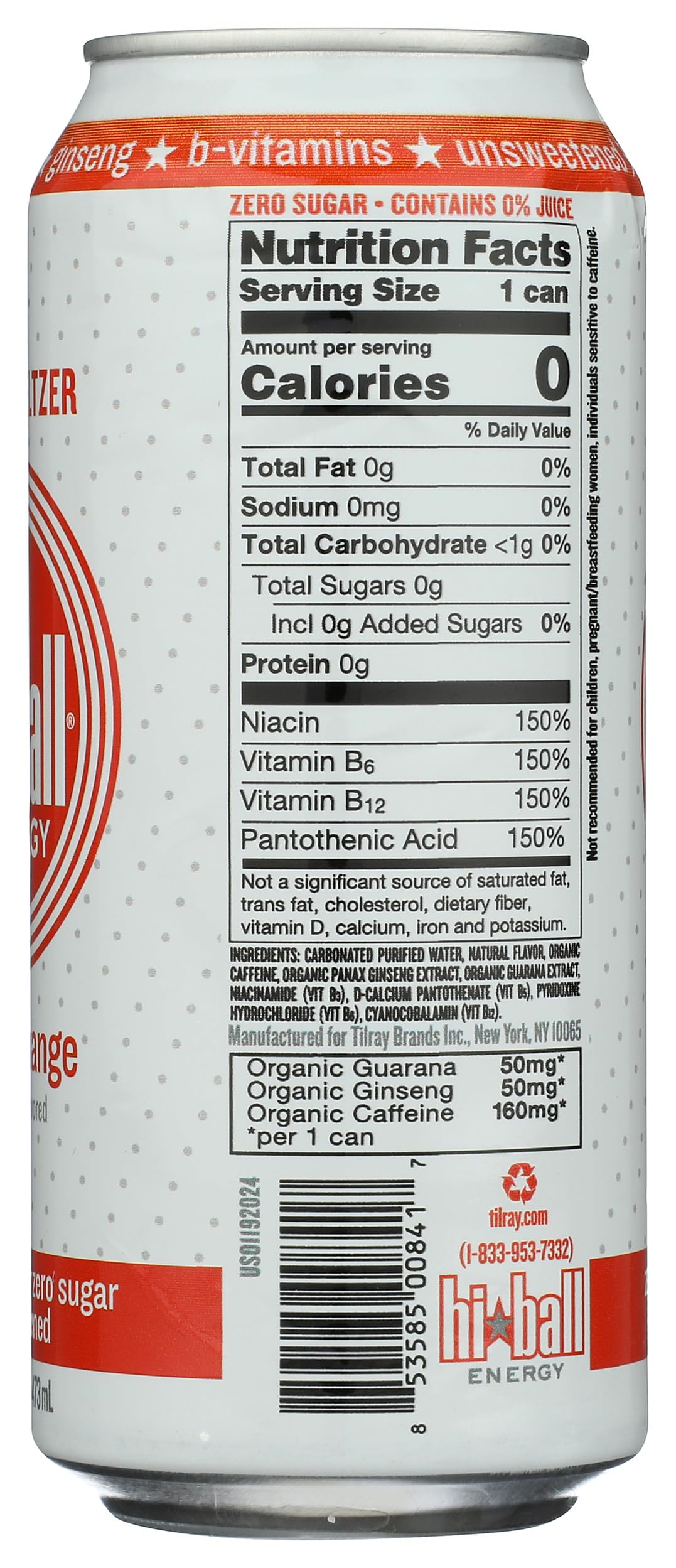 Hiball Energy Blood Orange Energy Seltzer, 16 FZ