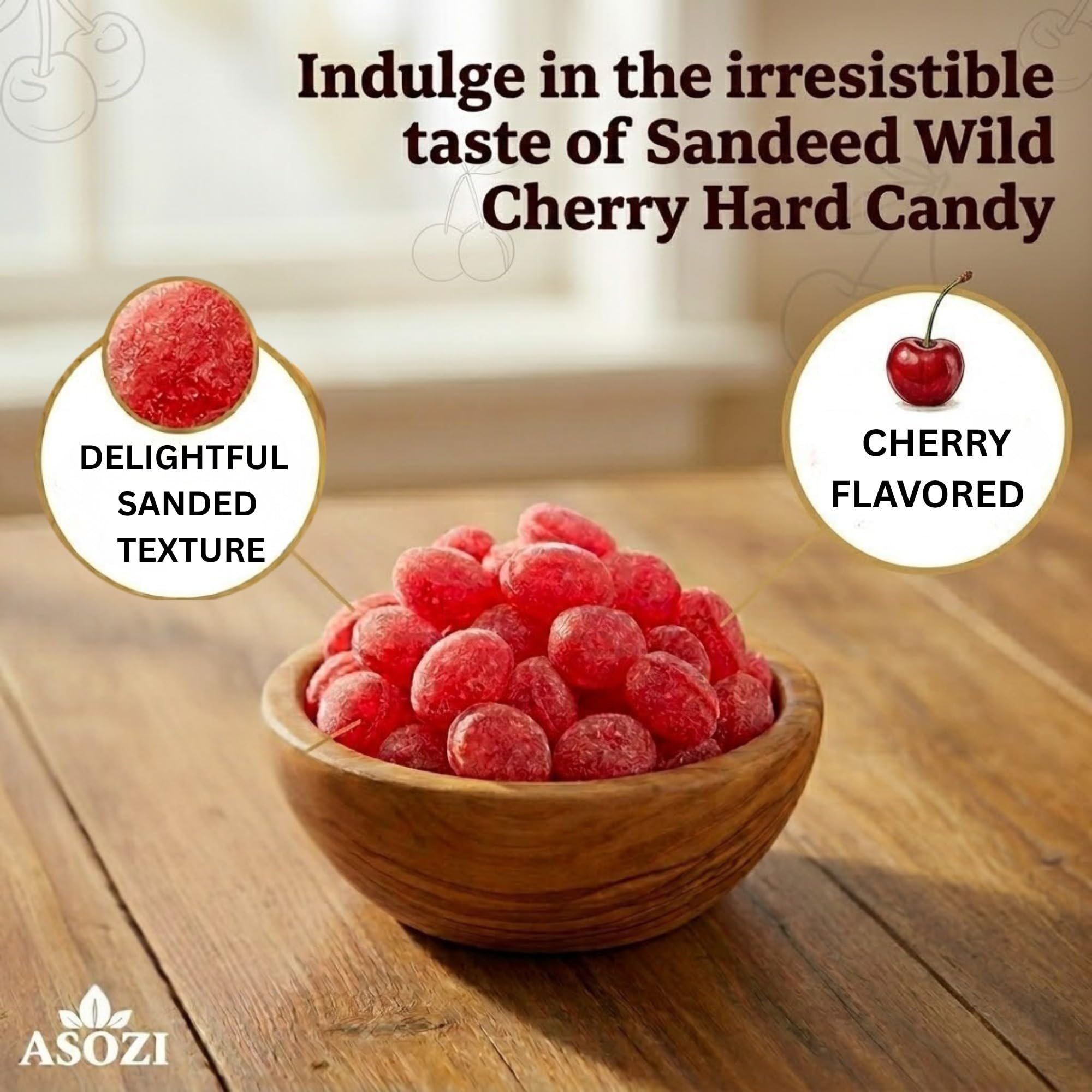 Wild Cherry Drops Hard Candy 2lb- Bulk Pack Old Fashioned Hard Candy - Cherry Candy Flavor- Sanded with Sugar - Perfect for Sore Throats (Wild Cherry)