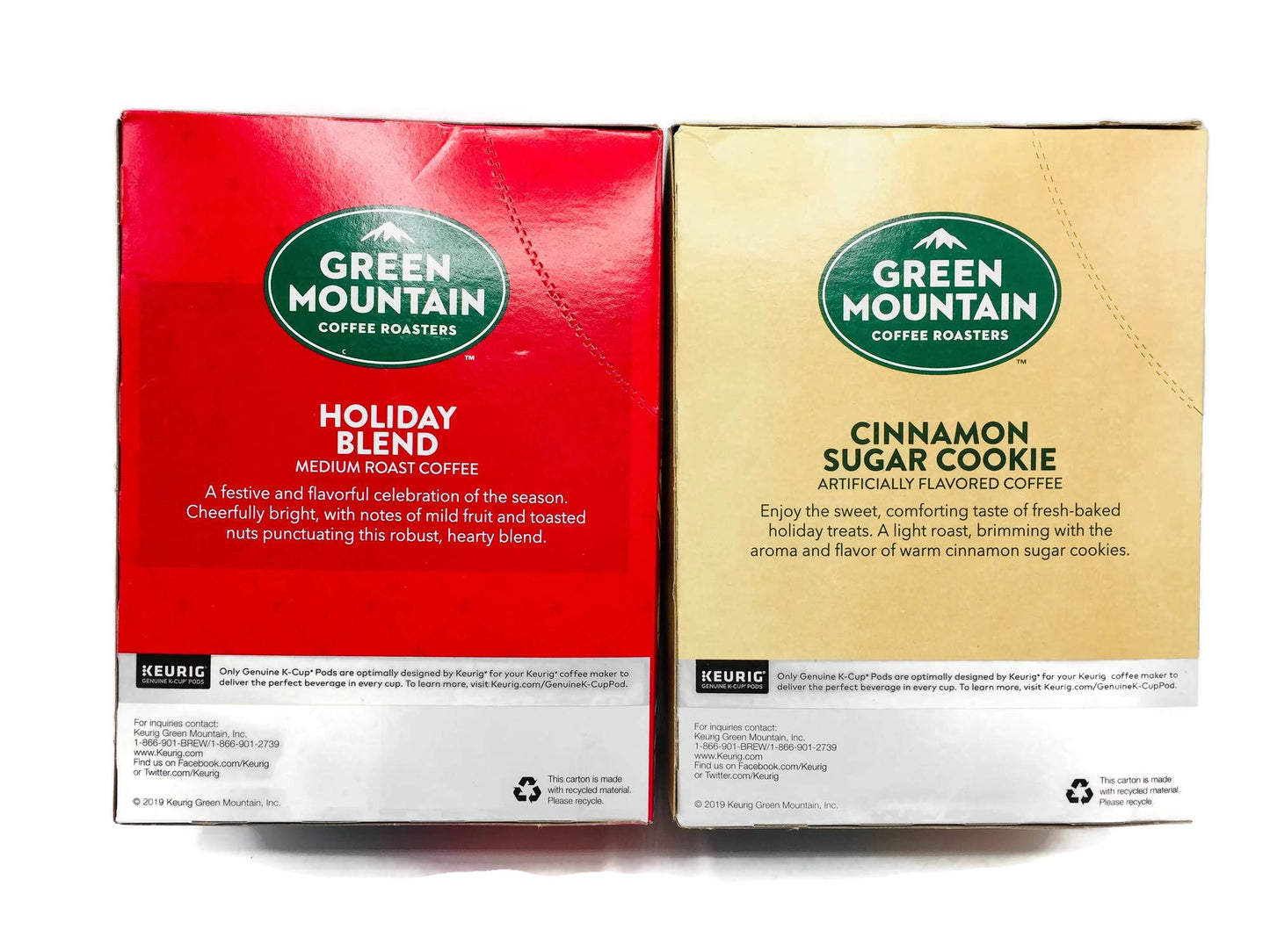Cinnamon Sugar Cookie and Holiday Blend K-Cups Coffee Variety Pack of 2 Boxes - 24 Ct Each, 48 Ct Keurig Single Serve KCup Pods Total - Limited