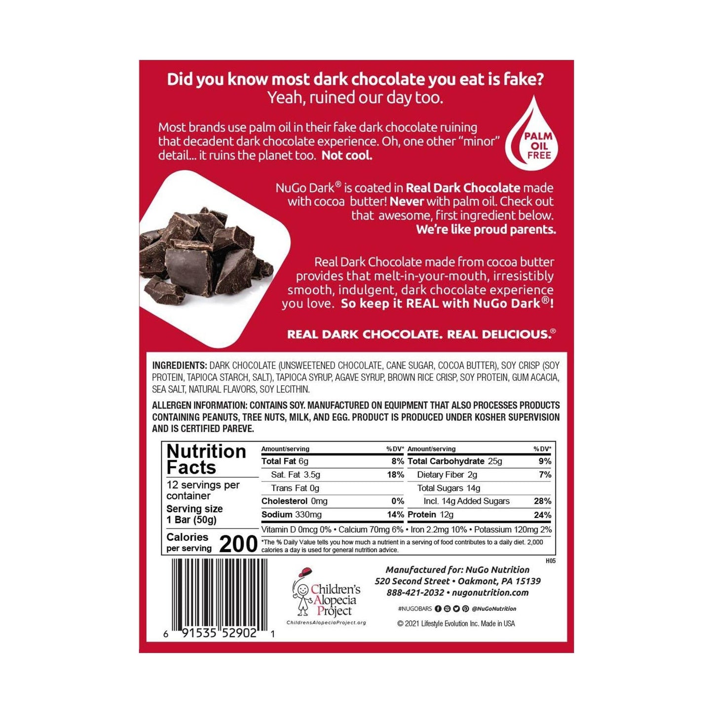 NuGo Dark Chocolate Pretzel w/Sea Salt, 12g Protein Bar, Vegan, Gluten Free, Non-GMO, Kosher Pareve, 12 Count