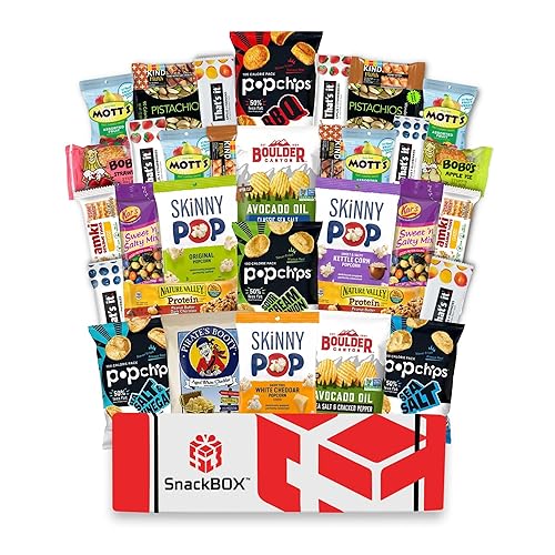 Snack BOX Gluten Free Healthy Care Package (34 Count) Fathers Day Holiday, Teachers, Back to School, College, Students, Exams, Gift Baskets, Birthday