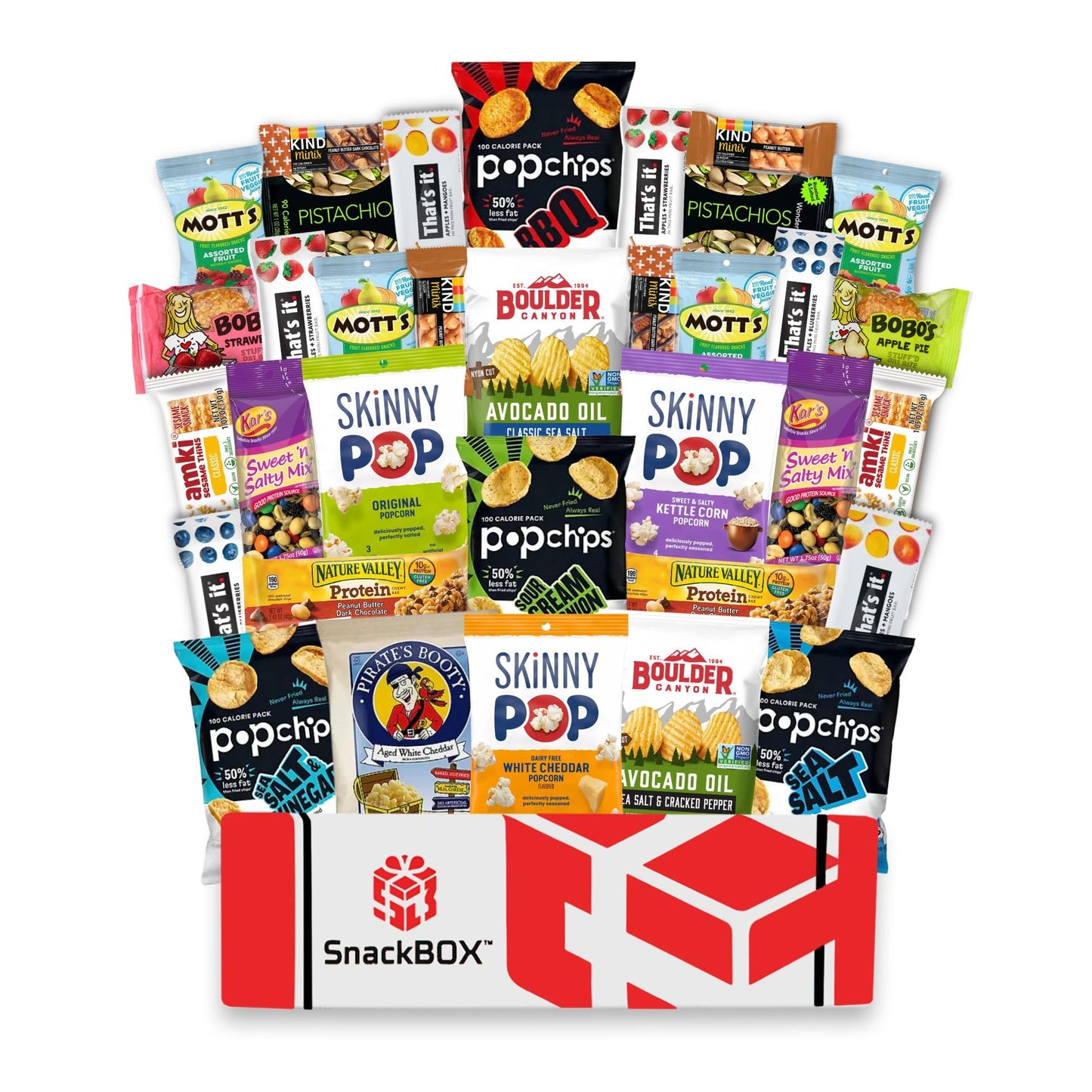 Snack BOX Gluten Free Healthy Care Package (34 Count) Fathers Day Holiday, Teachers, Back to School, College, Students, Exams, Gift Baskets, Birthday