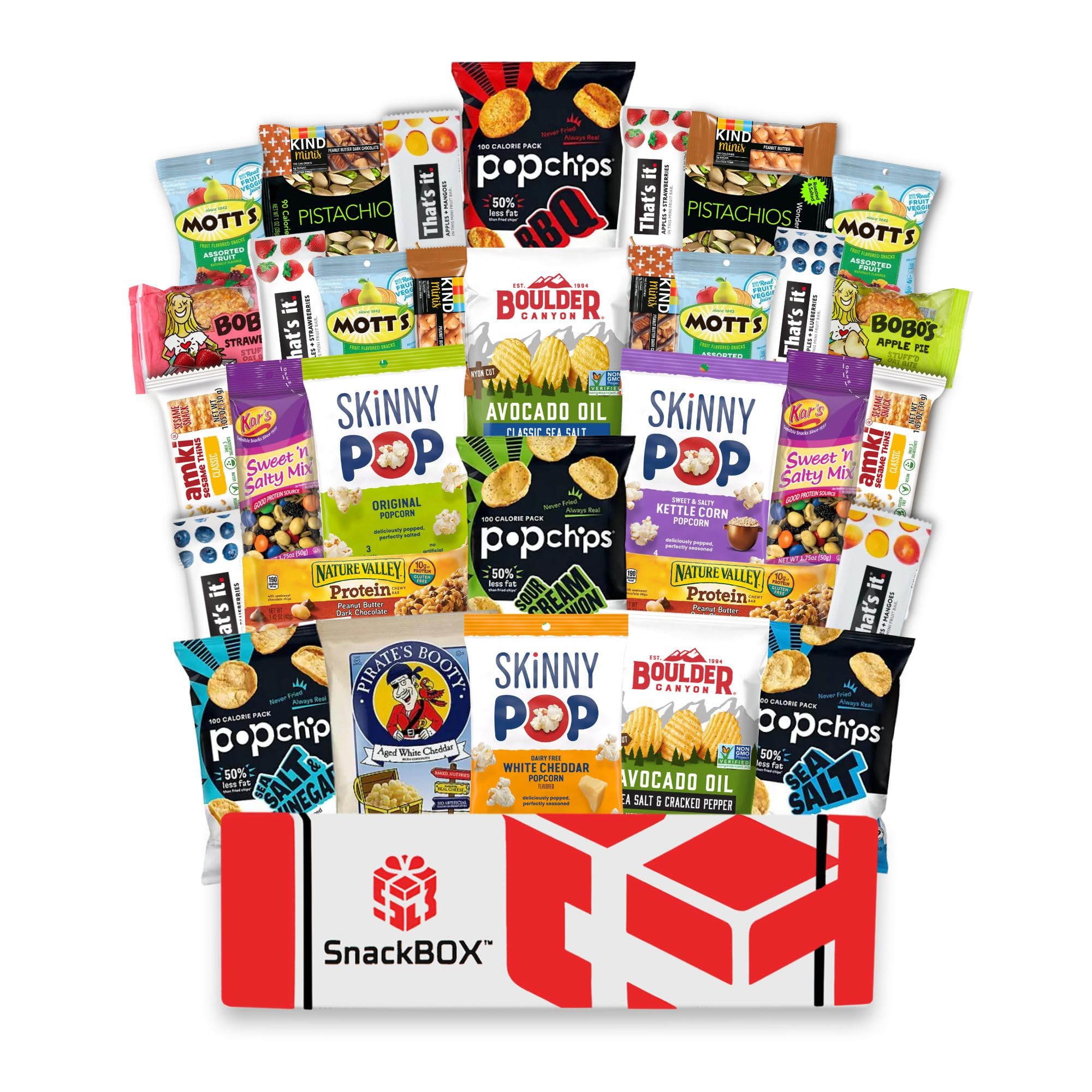 Snack BOX Gluten Free Healthy Care Package (34 Count) Fathers Day Holiday, Teachers, Back to School, College, Students, Exams, Gift Baskets, Birthday