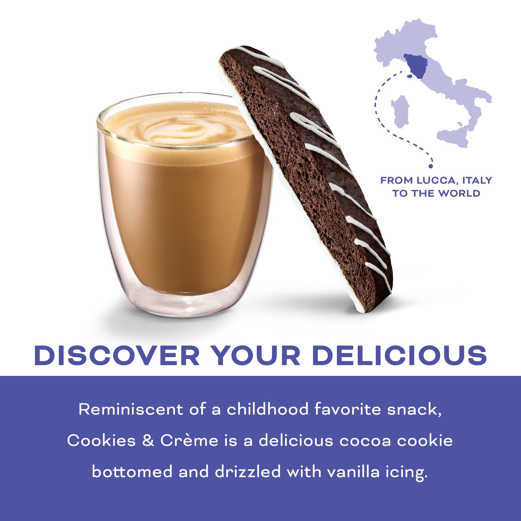 Nonni's Cookies & Crème Biscotti, Rich Dark Cocoa Cookie with Vanilla Icing, 8 Individually Wrapped Bakery Snacks, 6.88 oz, 3 Pack