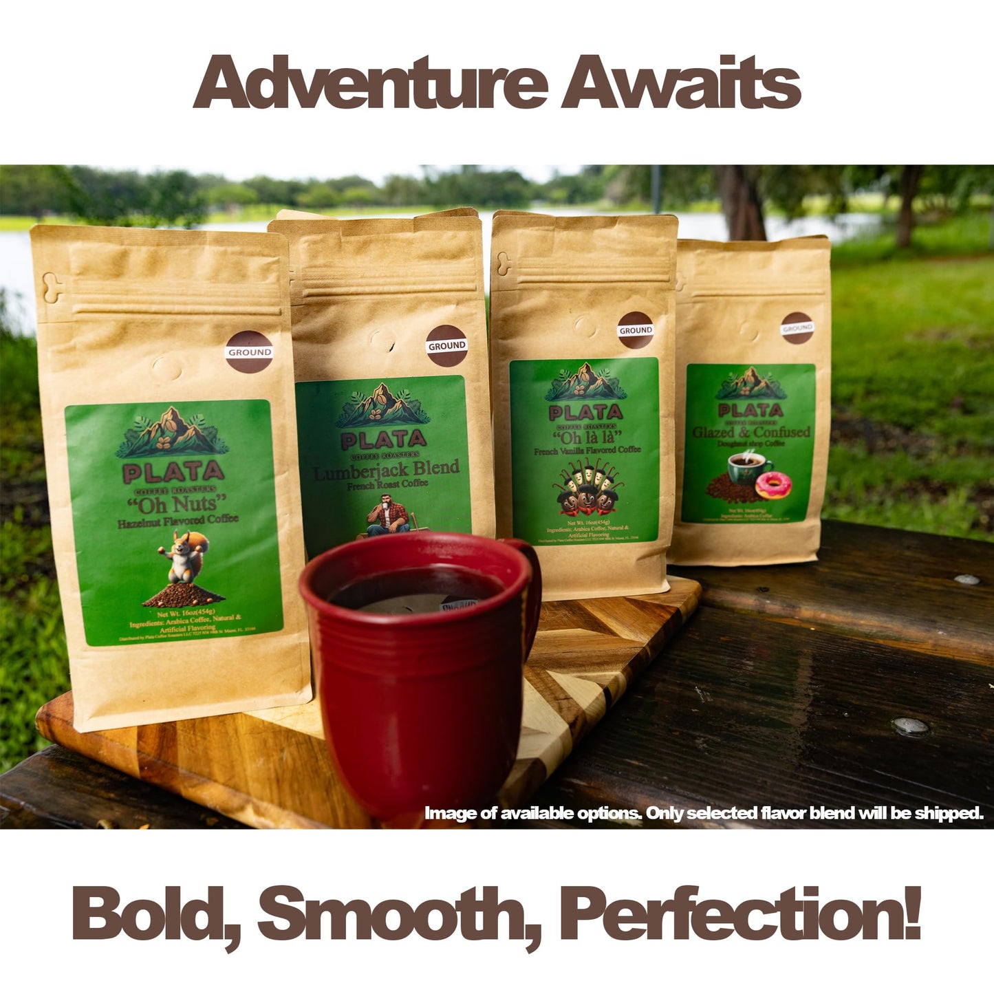 Plata Coffee Roasters "Oh Nuts" A Squirrel's Favorite Brew Ground Coffee 1LB Bag