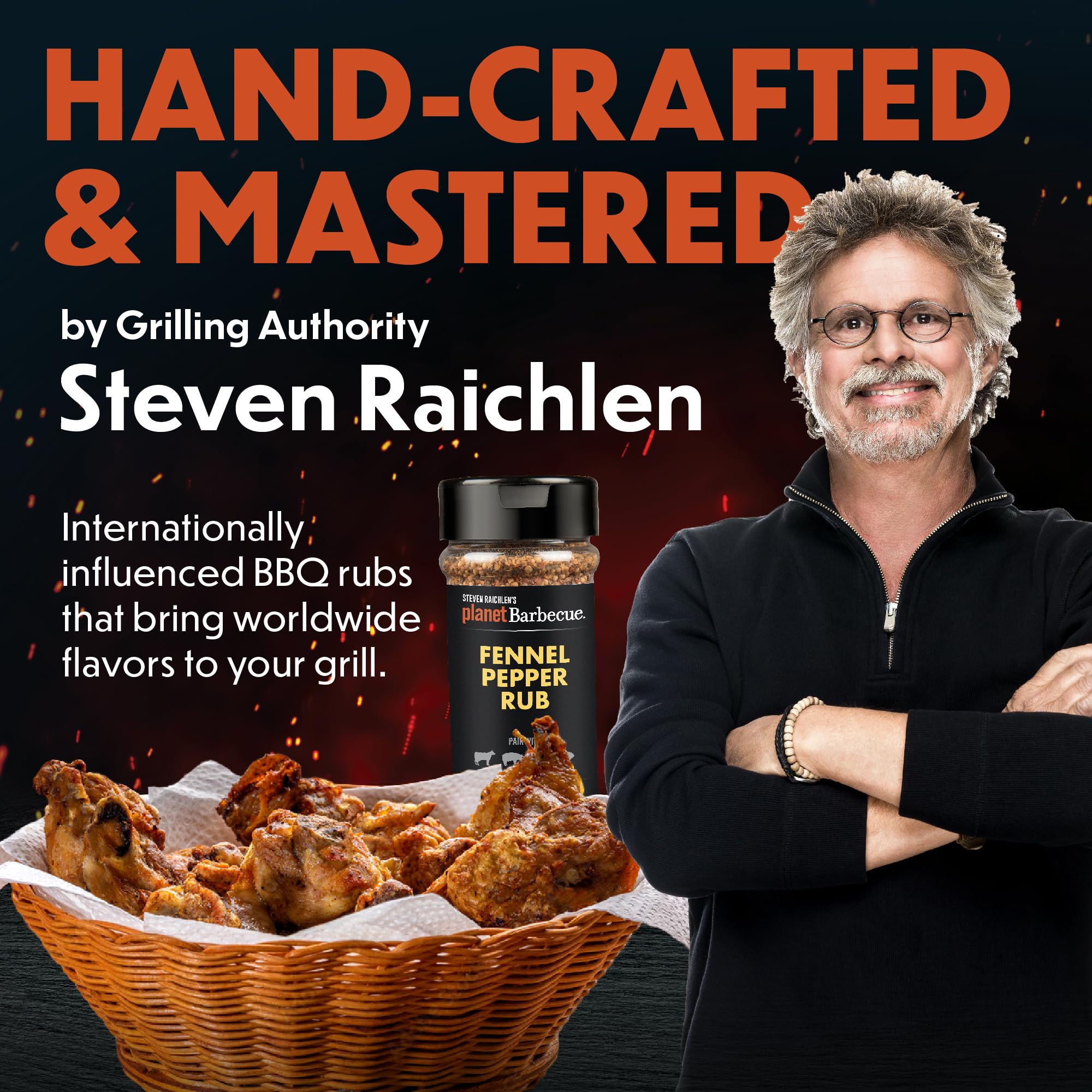 Steven Raichlen's Planet Barbecue Gourmet BBQ Rubs & Spices Gift Box 3 Pack- Grill Seasonings Set with International Flavors- Summer Cookout Essential