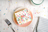 Our Specialty Yellow Cake Slice Square with Vanilla Icing, Frozen Birthday Cake with Sprinkles, 6 oz