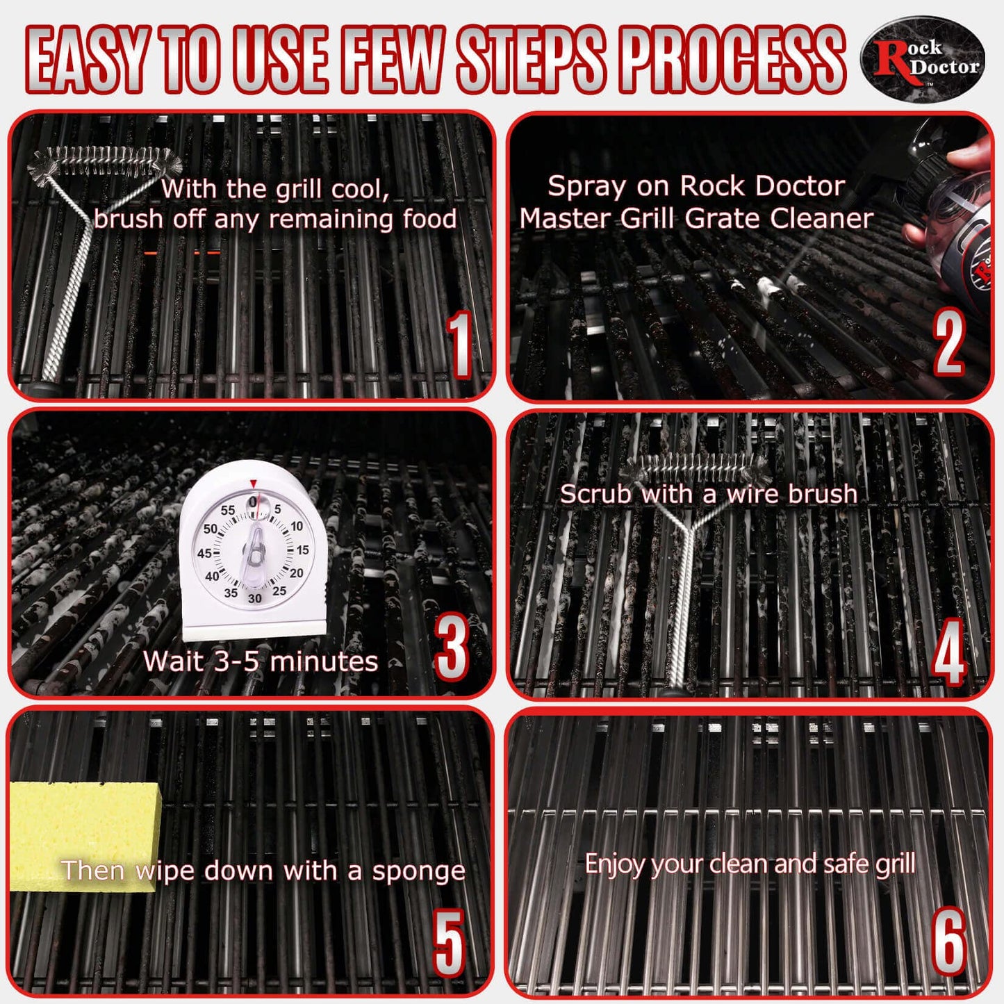 Rock Doctor Master Grill Grate Cleaner, 24 oz. Cleaning Spray for Drip Pans, Oven Grates, Smokers, and Components, Non-Abrasive Liquid Solution