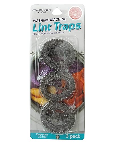 Brite Concepts Stainless Steel Washing Machine Lint Traps: Washer Hose Lint Remover with Cable Ties - 3 Count Per Pack