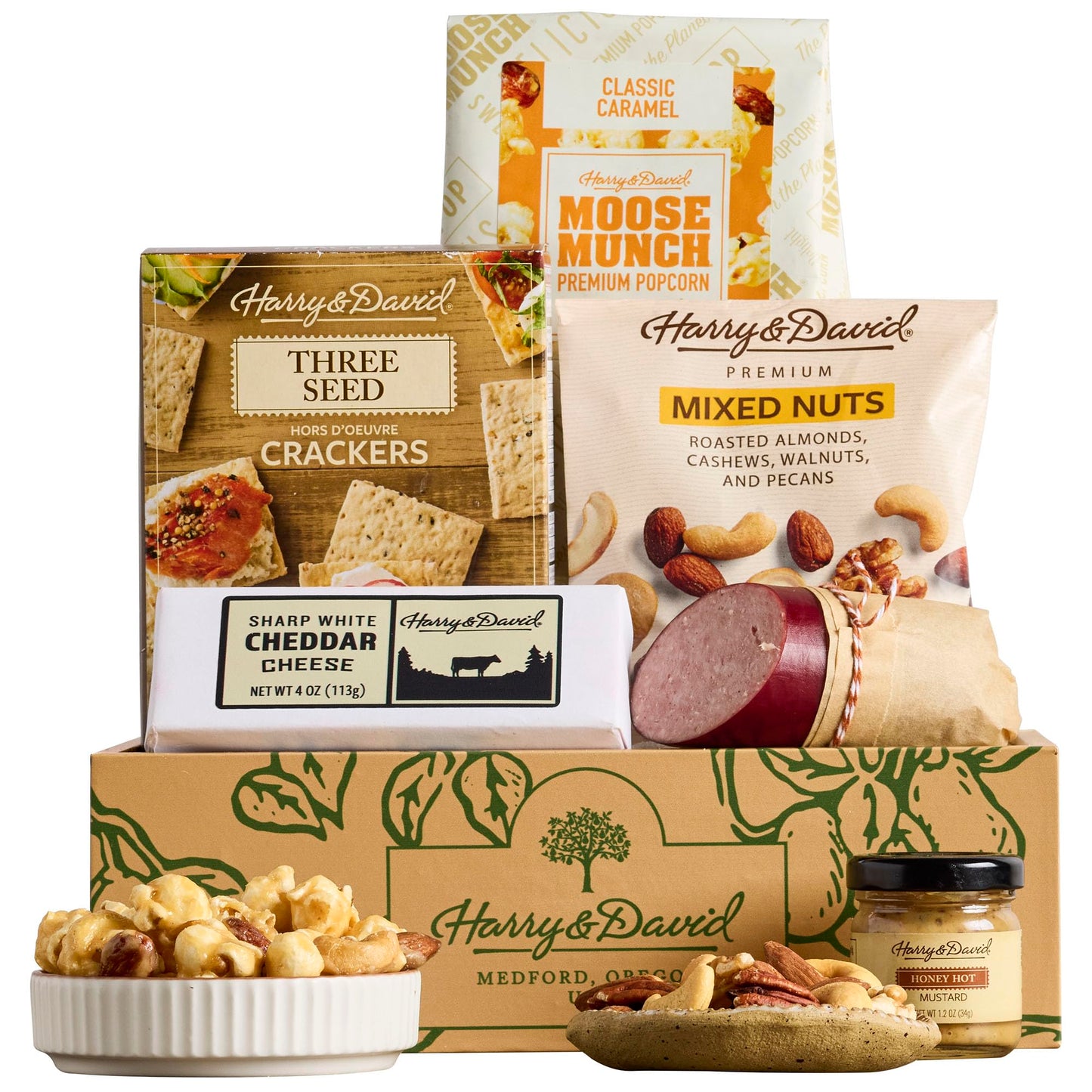 Harry & David Snack Box, Snack Gift Basket & Care Package For All Occasions, Food Gift Baskets For Women & Men, Includes Caramel Popcorn, Smoked