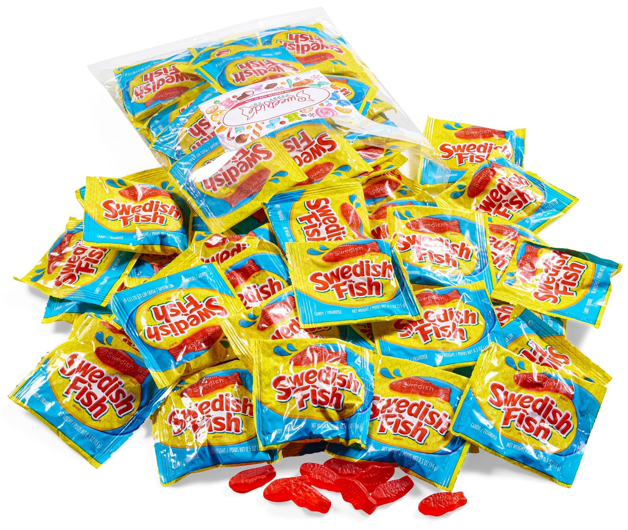 Candy in Bulk SwedishFish Soft & Chewy Fun Size Sharing Bag - Original Sweet & Chewy Red Fish Candy Individually Wrapped Treats, Movie Theater Candy