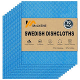 MoLKENE Swedish Dishcloths - 10 Pack Reusable Kitchen Dishcloths - Ultra Absorbent Dish Towels for Washing Dishes - Cellulose Sponge Cloth Cleaning