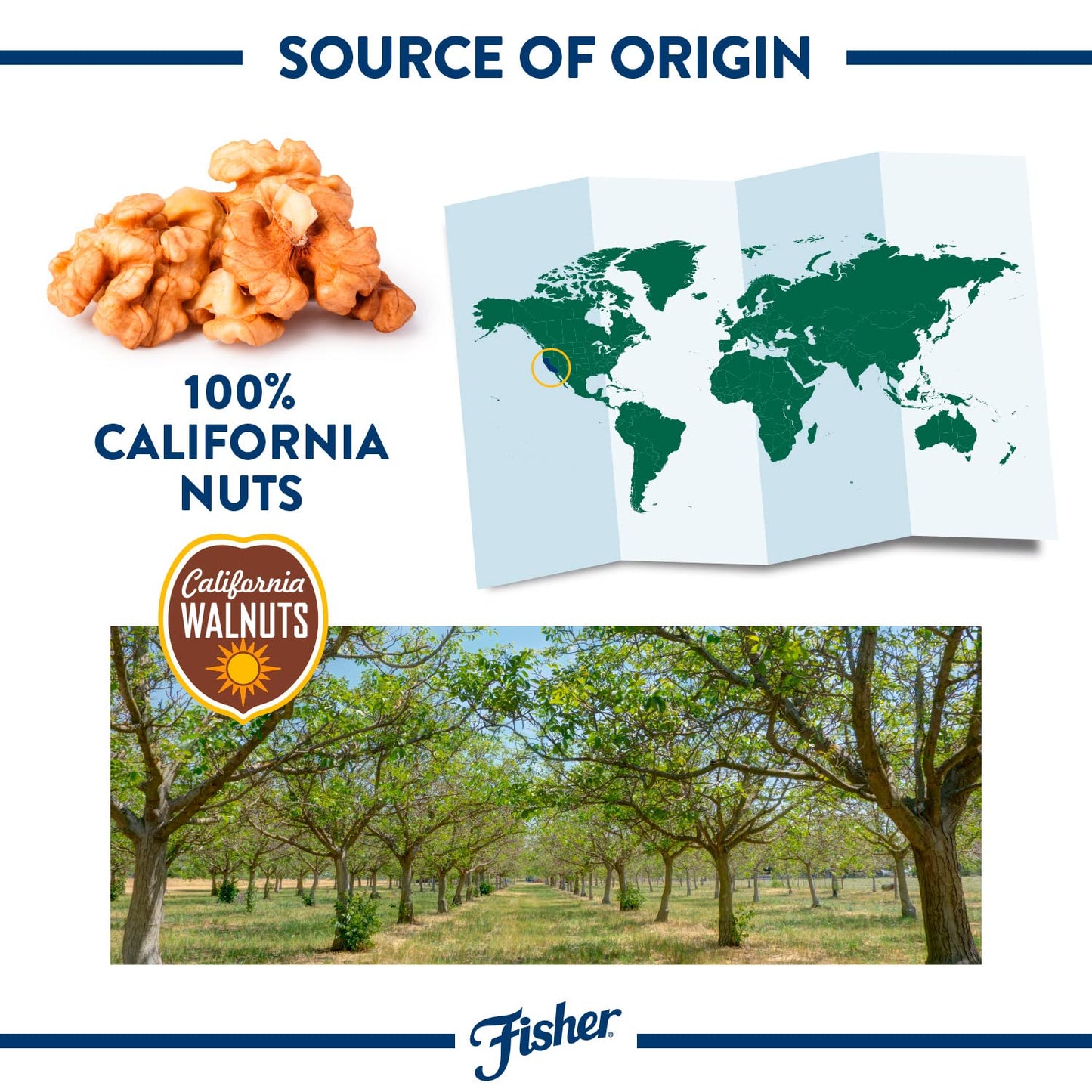 Fisher Chef's Naturals Walnut Halves & Pieces 16 oz, 100% California Unsalted Walnuts for Baking & Cooking, Healthy Snacks for Adults, Resealable Bag