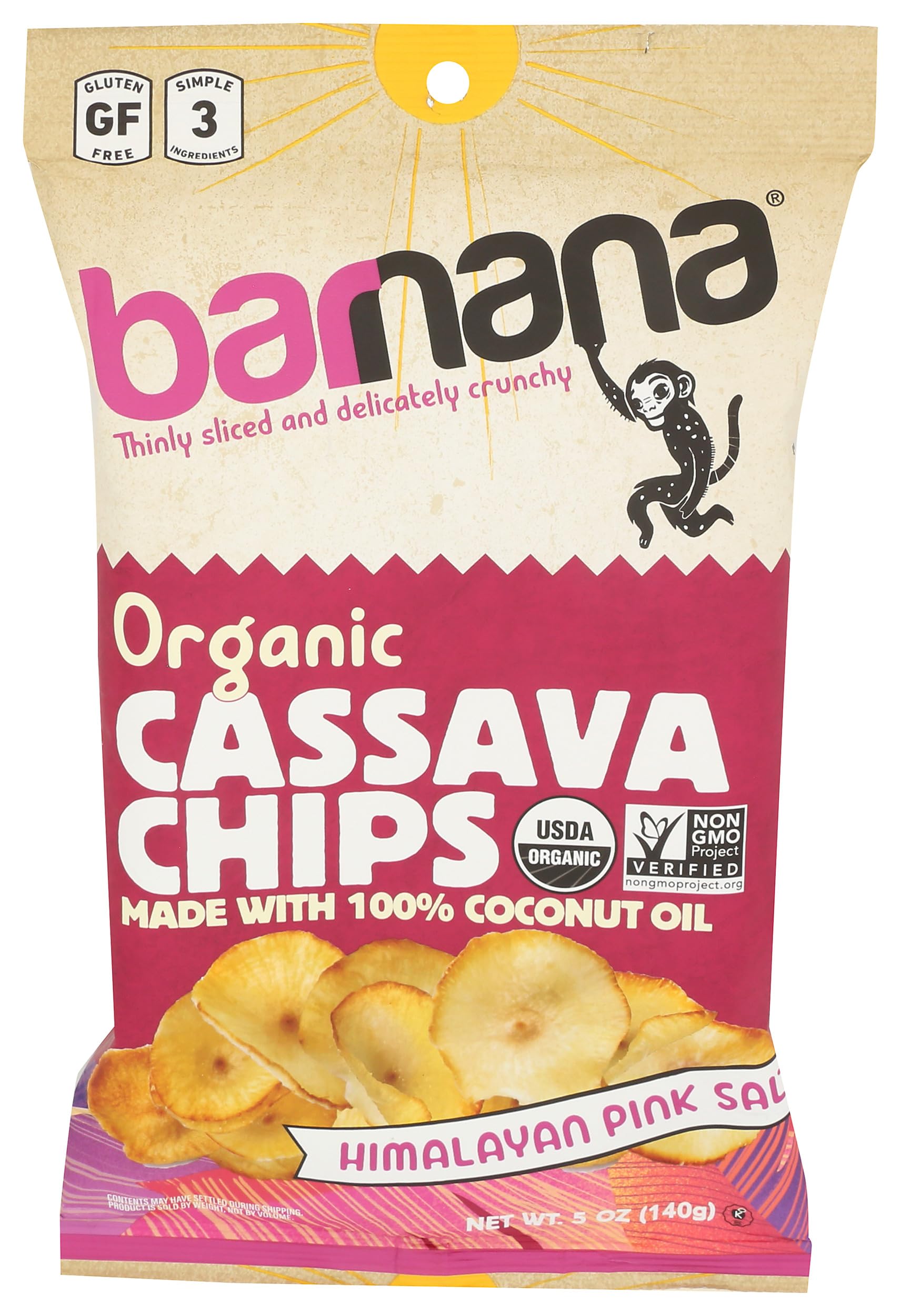 BARNANA Organic Himalayan Pink Salt Plantain Cassava Chips, 5 OZ
