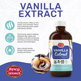 Spicy World Pure Vanilla Extract 4oz - 100% Real Vanilla Extract - Made from Grade B Vanilla Beans - For Cooking, Drinks & Desserts - 100% Vegan
