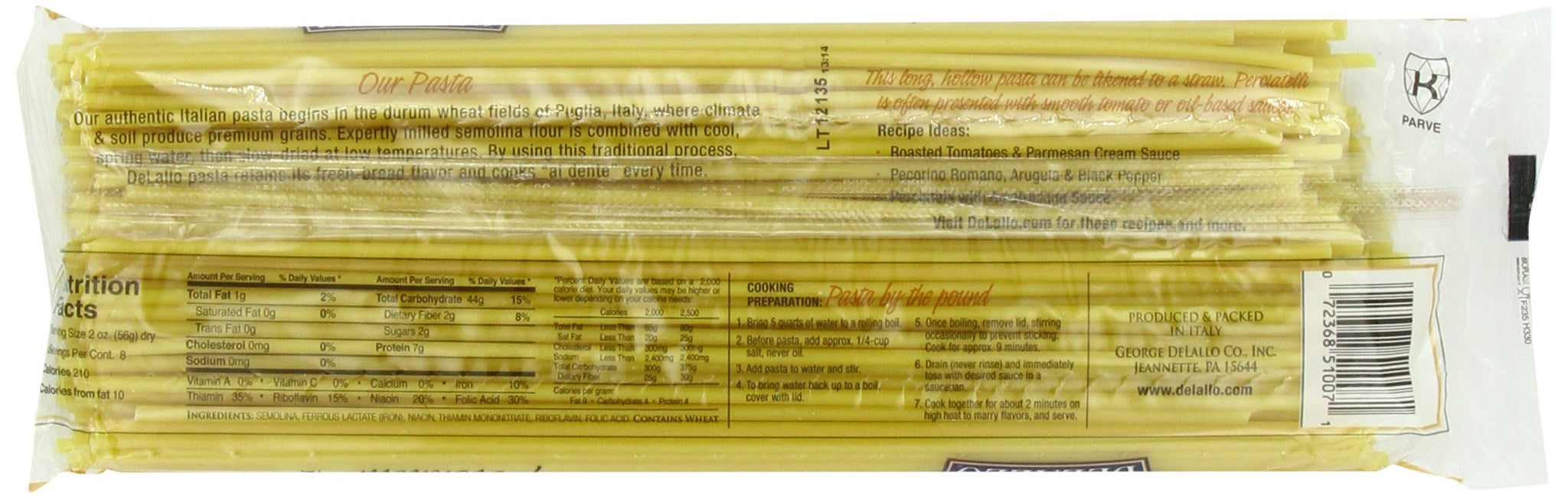Delallo Perciatelli Pasta, 1-Pounds (Pack of 16)