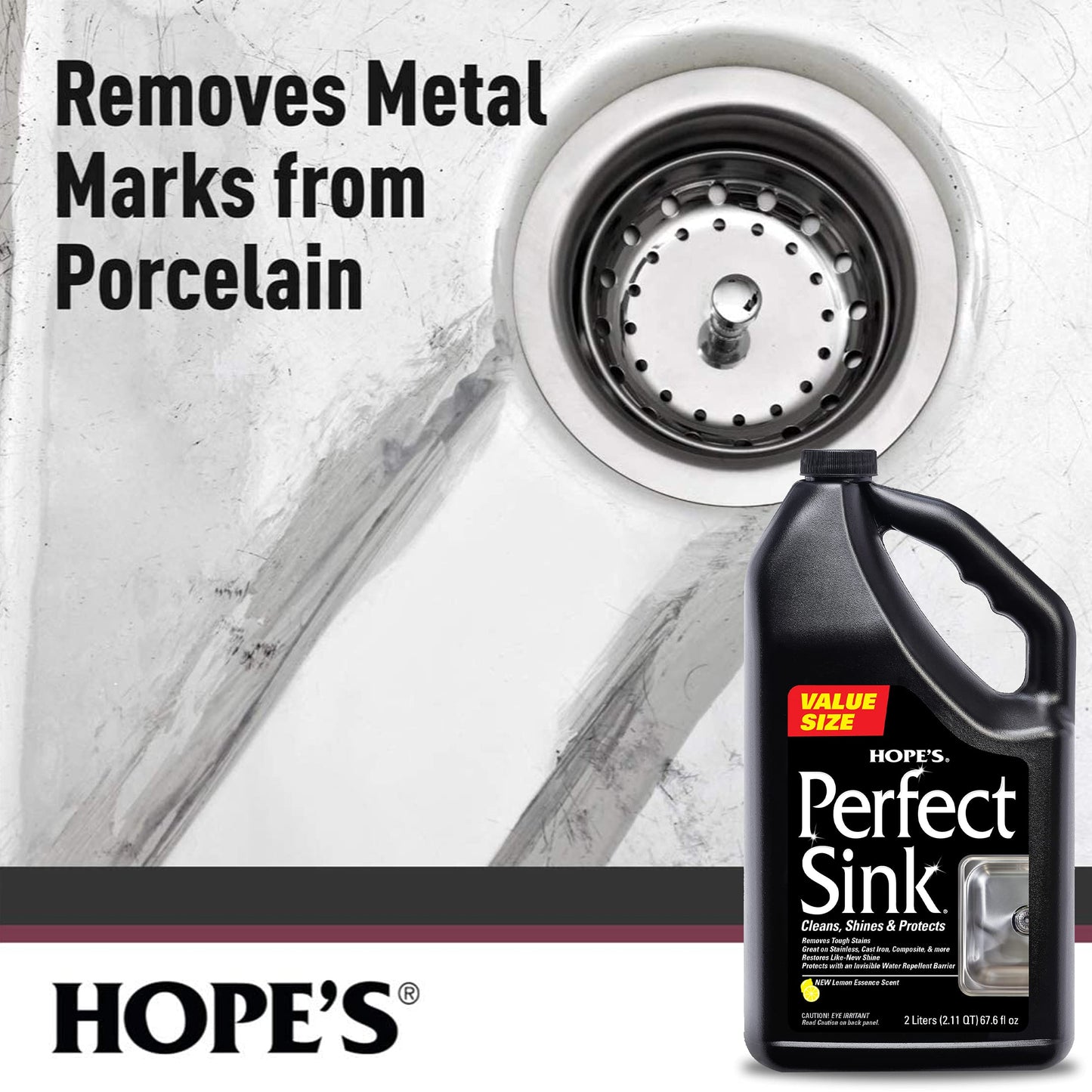 HOPE'S Perfect Sink Cleaner and Polish, Restorative, Water-Repellant, Removes Stains, Ideal for Brushed Stainless Steel, Cast Iron, Porcelain, Corian