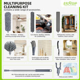 Extendable Feather Duster with Extension Pole 30 to 100 Inches, 11 Pcs Cleaning Kit with Microfiber Feather Dusters, Crevice Cleaning Brush