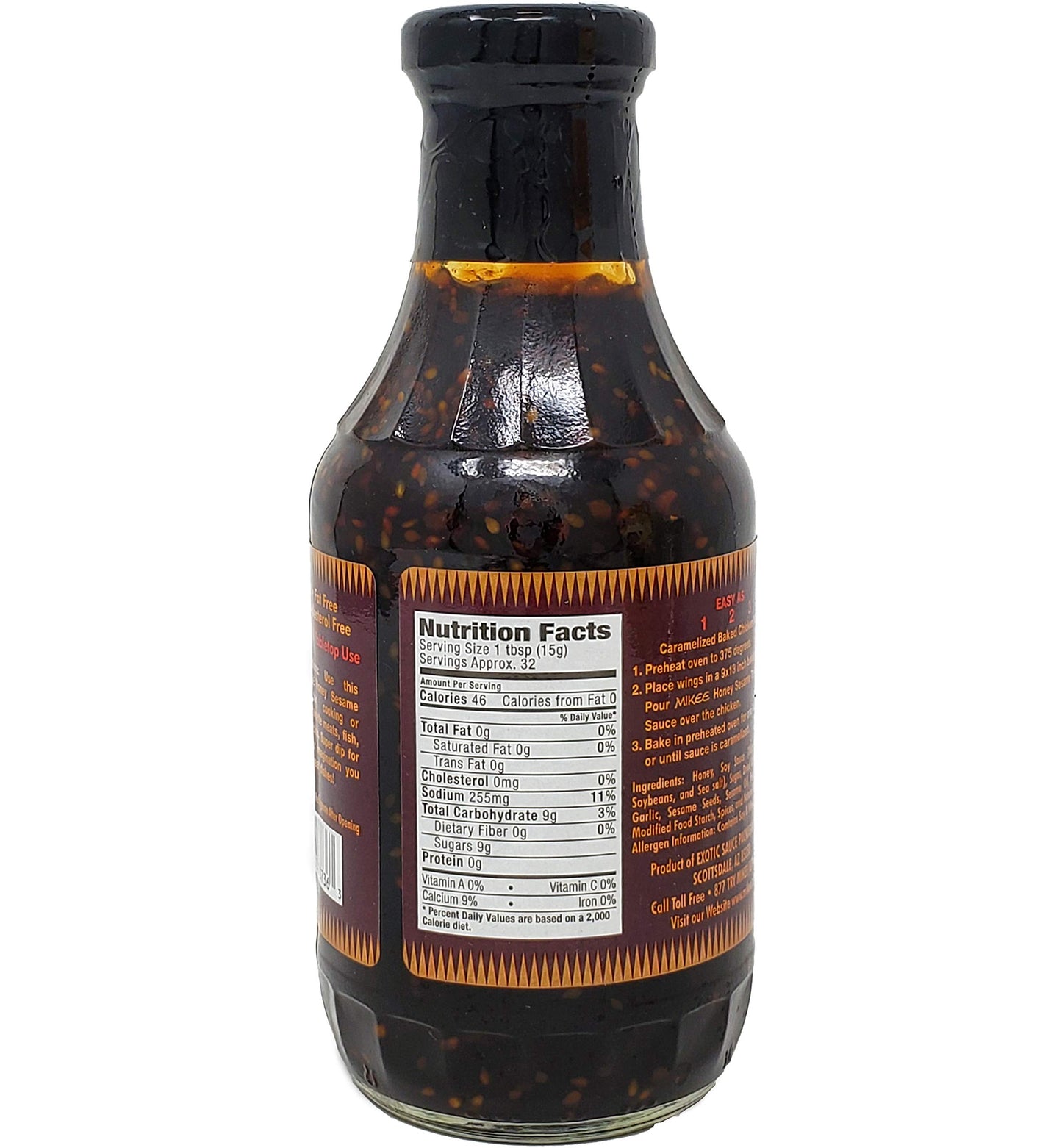 Mikee Sesame Teriyaki Sauce Honey No MSG 20 Oz. Pack Of 3.