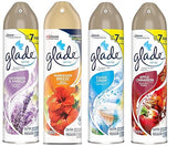 Glade Air Freshener Spray 8 Oz Collection 4 Flavors: Lavender & Peach Blossom, Hawaiian Breeze, Clean Linen & Apple Cinnamon. Pack of 4.