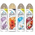 Glade Air Freshener Spray 8 Oz Collection 4 Flavors: Lavender & Peach Blossom, Hawaiian Breeze, Clean Linen & Apple Cinnamon. Pack of 4.