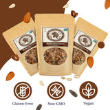 Maple Nut Kitchen Mocha Chip Granola 3 Pack - Vegan, Certified Gluten-Free Oats, Low Sugar - Dark Chocolate, Almonds, Coconut, Coffee - Crunchy