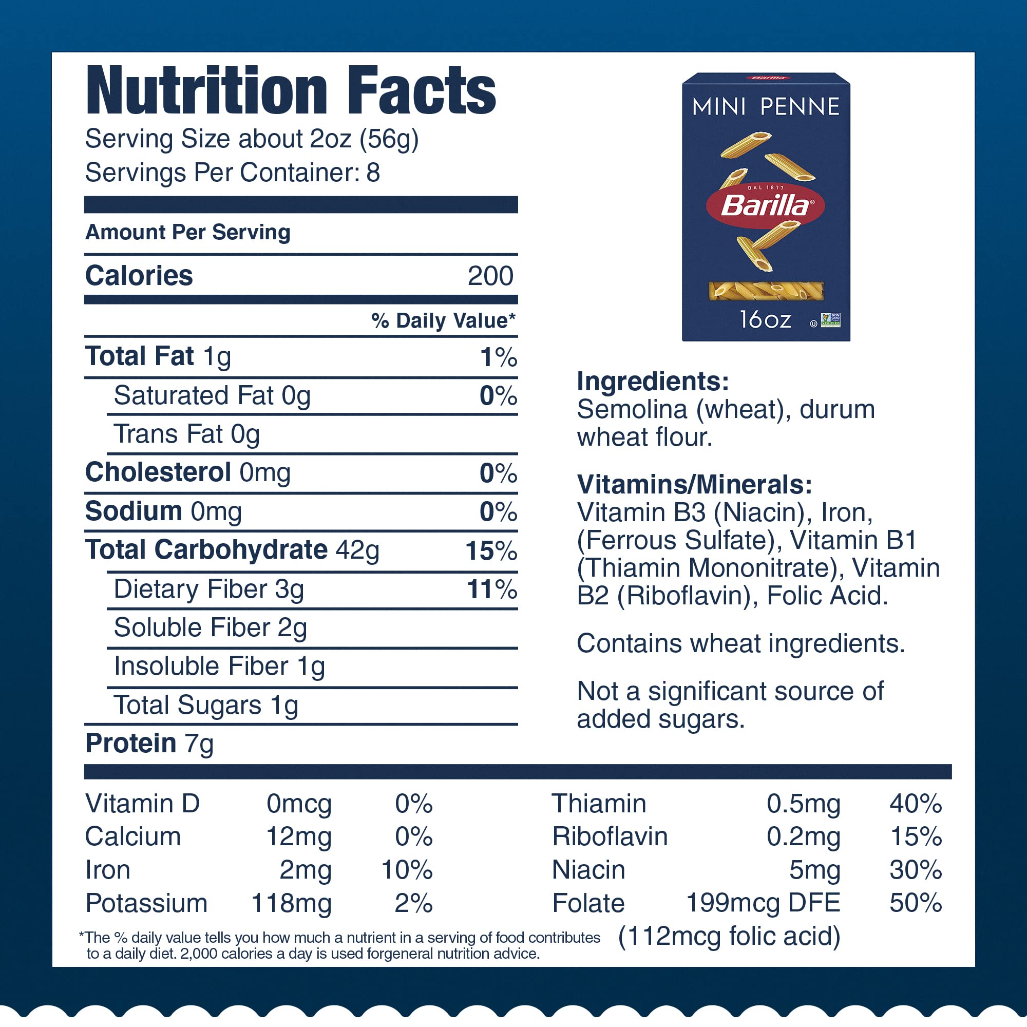 Barilla Mini Penne Pasta, 16 oz. Box - Non-GMO, Made with Durum Wheat Semolina - Kosher Certified