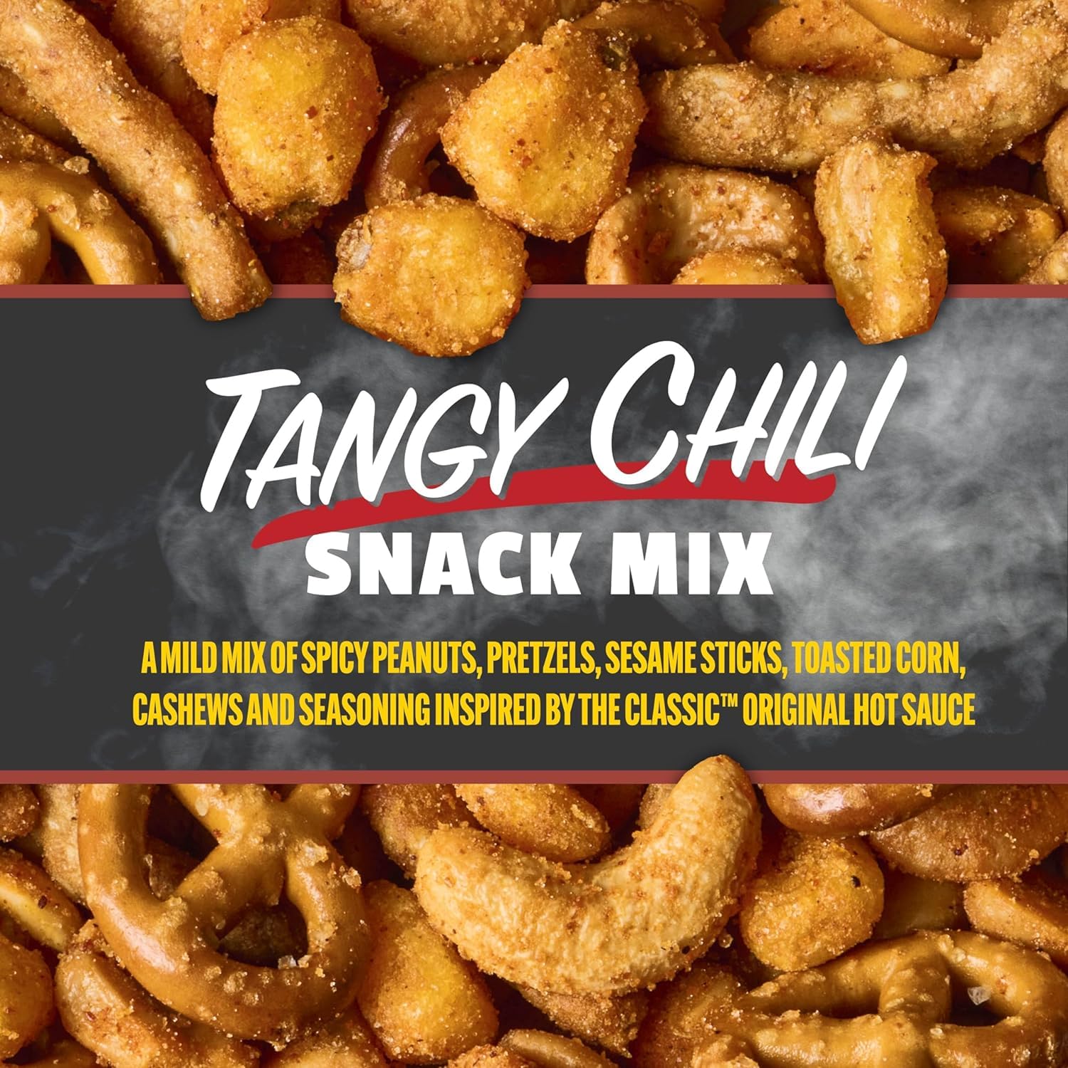 Snak Club x Hot Ones Tangy Chili Snack Mix, Mild Spicy Snacks with Peanuts, Pretzels, Sesame Sticks, Toasted Corn & Cashews, Inspired by Hot Ones Hot