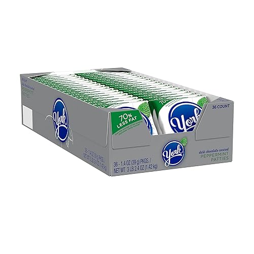 York Peppermint Patties Peppermint Dark Chocolate Candy Bar, 1.4 oz., 36/Box (HEC00330)