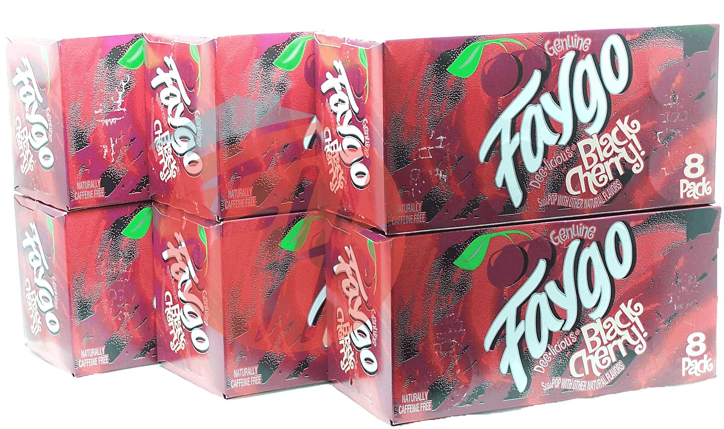 Faygo Black Cherry! flavored soda pop. 8-pack 12-fl. oz. cans in box (1)