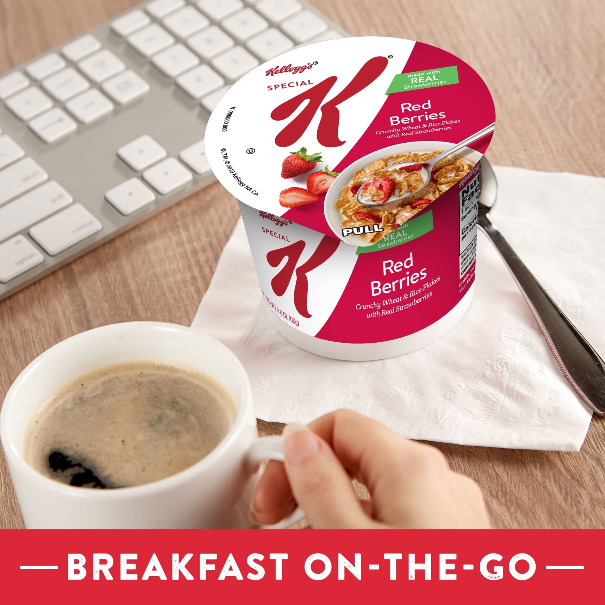 Kellogg’s Special K Breakfast Cereal Cups, 11 Vitamins and Minerals, Made with Real Strawberries, Red Berries, 30oz Case (12 Cups)