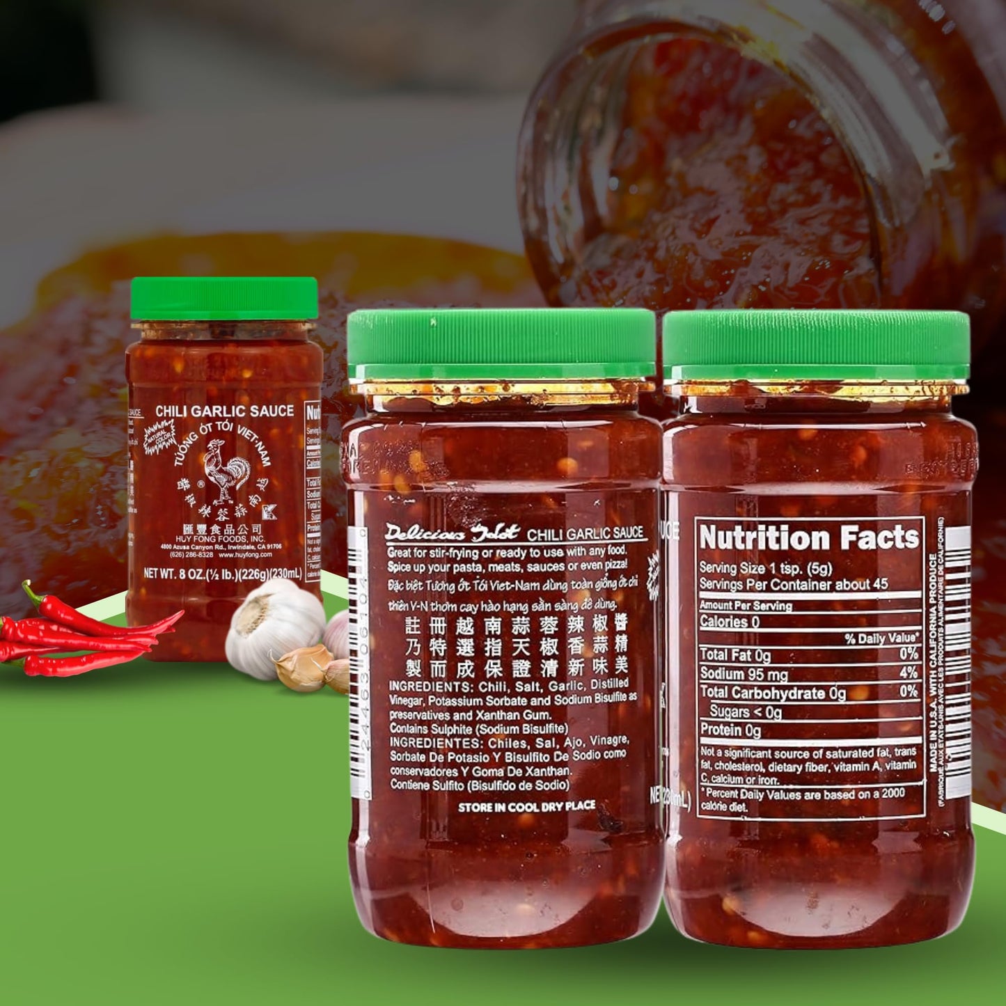 Asian Chili Sauce Bundle. Includes Two-18 Oz of Hoy Fong Chili Garlic Sauce Food Comes with Good For My Home Box! Sauces, Dipping, Marinades,