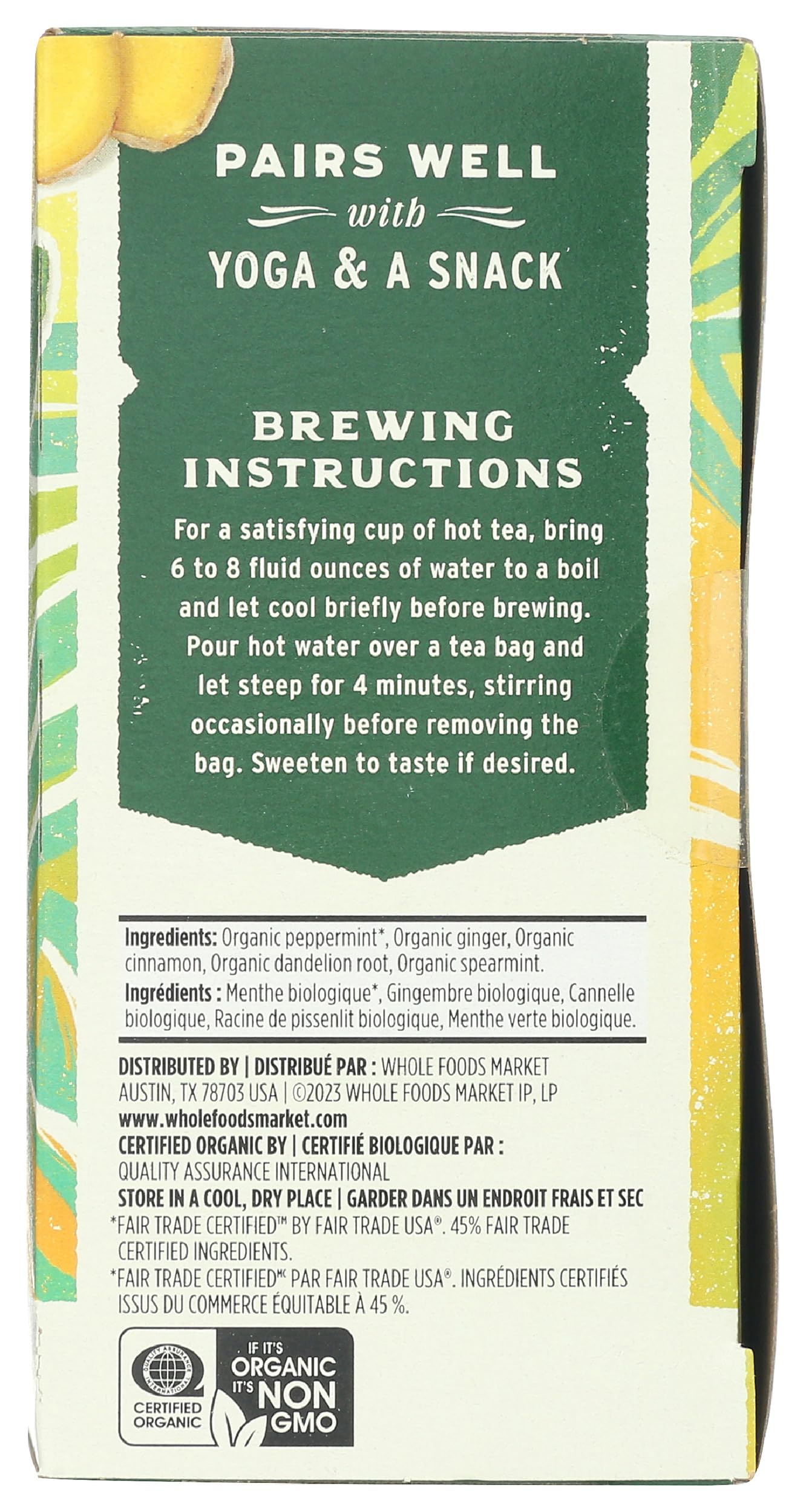 Whole Foods Market, Organic Mint Ginger Herbal Tea, 20 Count