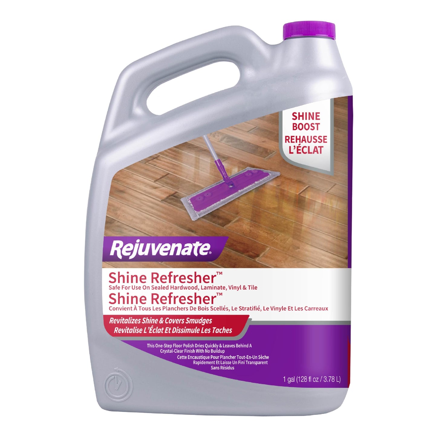 Rejuvenate Shine Refresher Floor Polish Covers Smudges, Protects And Boosts Shine On Sealed Hardwood, Laminate, Vinyl And Tile, 1 Gallon