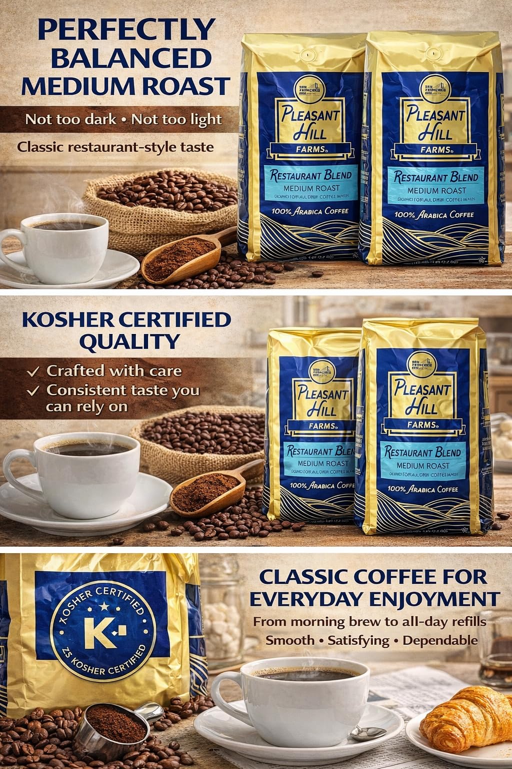 Premium Selection Ground Coffee Bland 2 Pack (5 lb Each) Arabica beans Restaurant blend