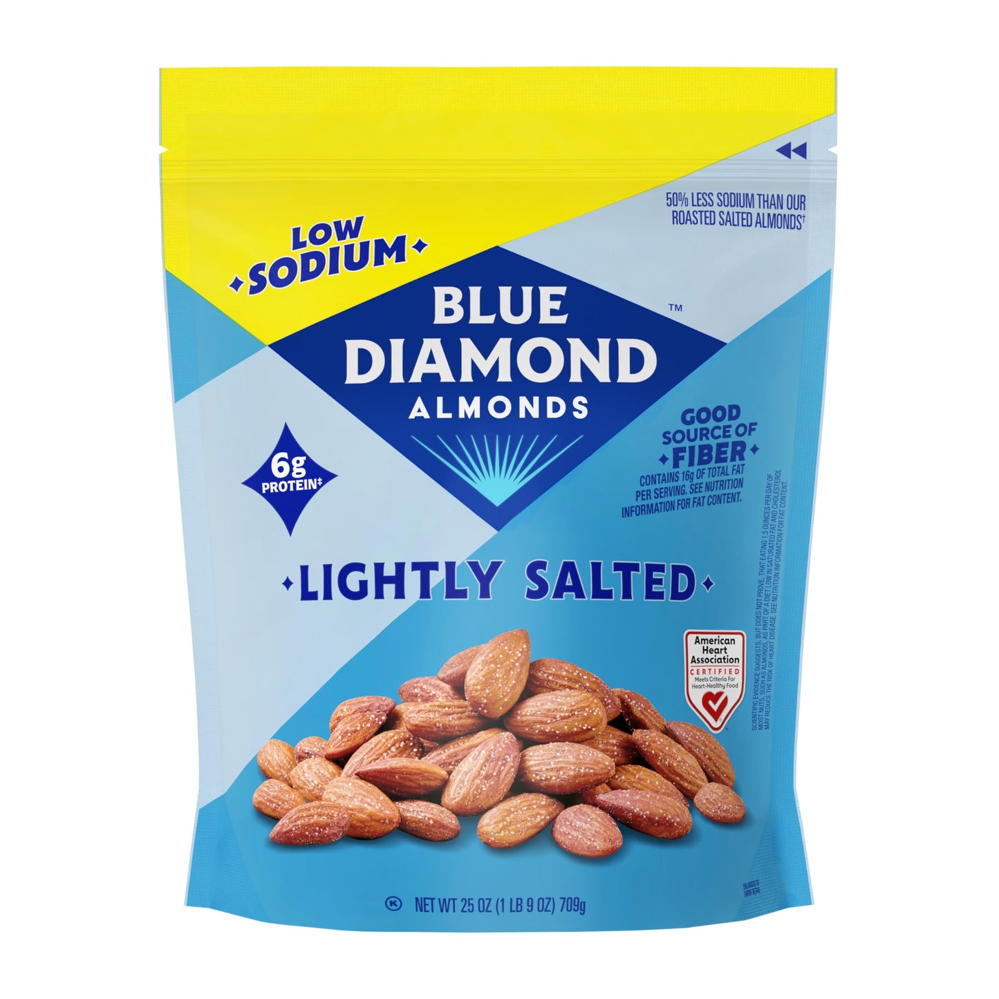 Blue Diamond Almonds, Low Sodium Lightly Salted Snack Nuts, Plant-Based Protein and Fiber Salty Snacks, Great for Holidays, Parties, Events, Lunch