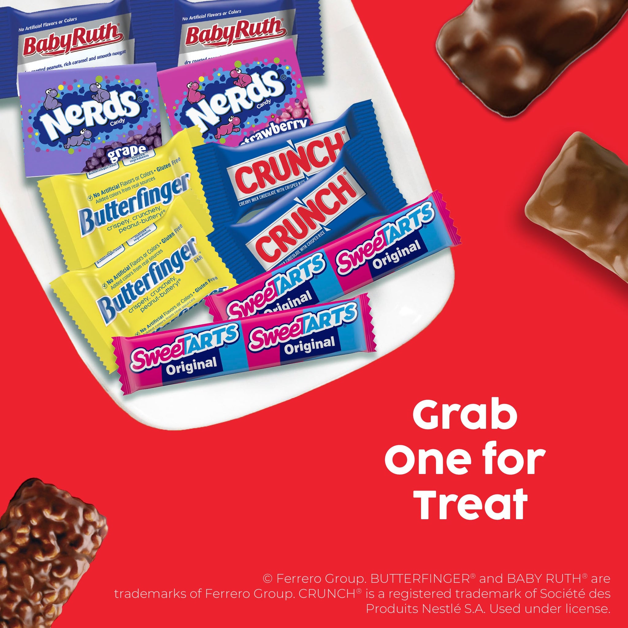 Butterfinger, CRUNCH Baby Ruth, Nerds, SweetTarts, Minis, Fun Size Assorted Candy, Bulk 160 Count Variety Pack, 44.8 oz