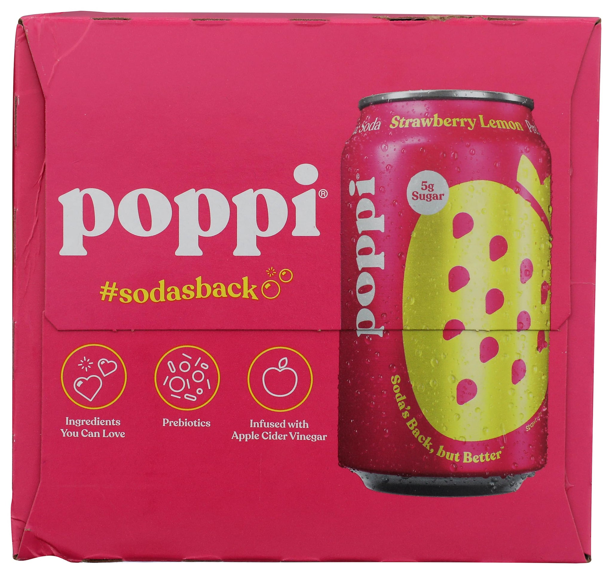 Poppi Strawberry Lemon Prebiotic Soda 4 pack