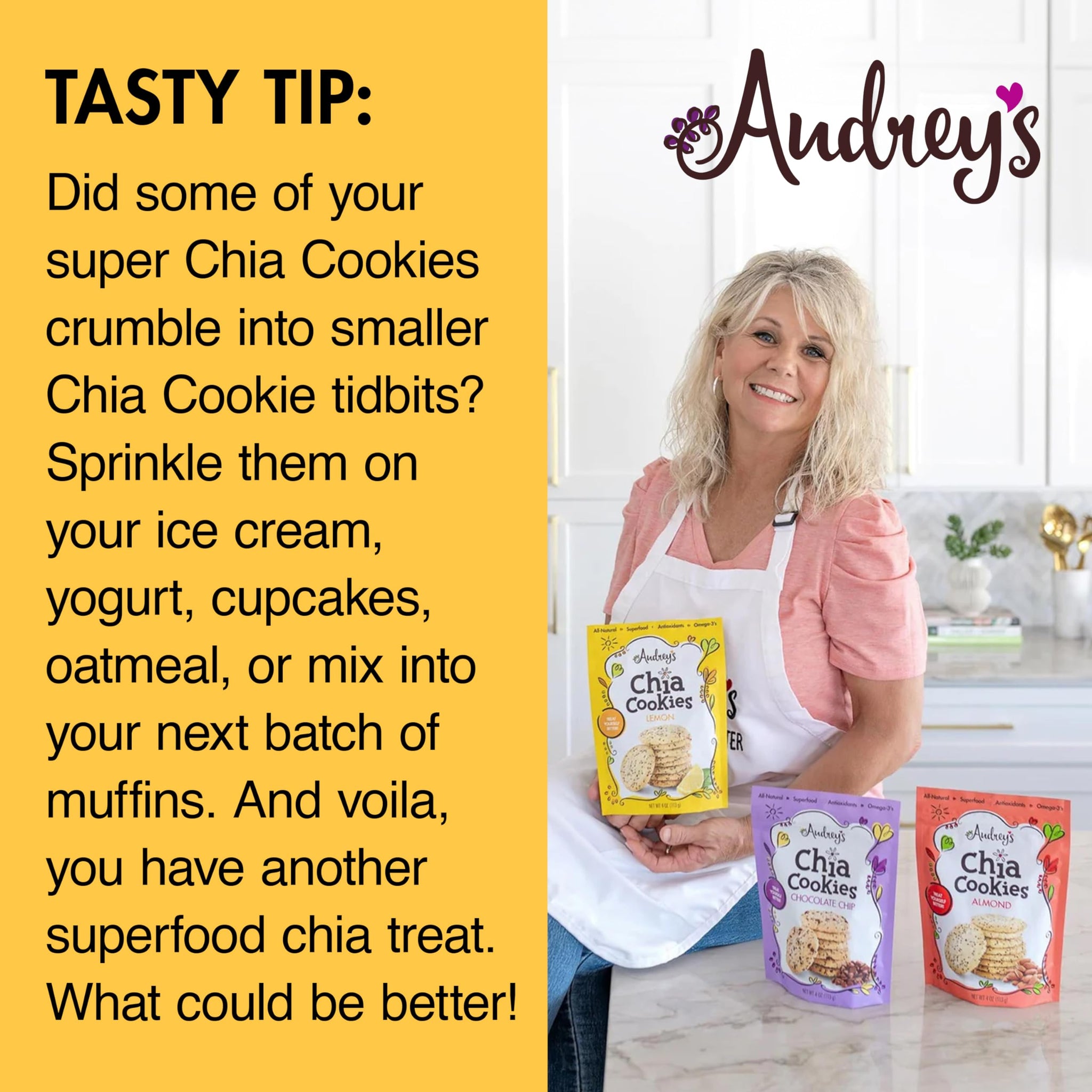 Audrey's Chia Cookies - (Lemon, 3 Pack), Natural, Antioxidants, Omega-3's, Non-GMO