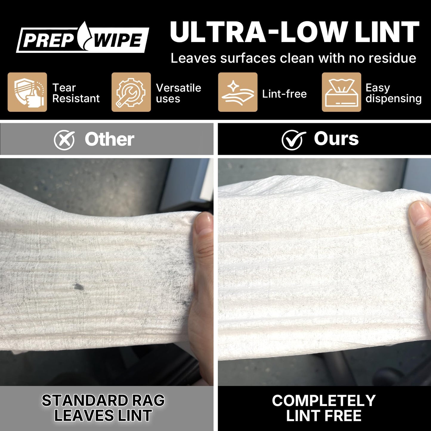 26029 Prep Wipe WHITE Lint Free Cleaning Towels Pack of 300 Sheets, 10" x 14" (1 Box) - Multi-purpose, Reusable, Perforated, Industrial Grade